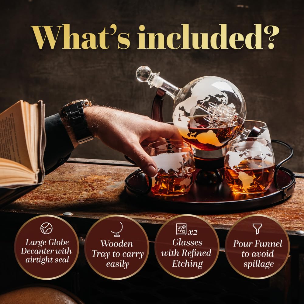 8-in-1-Whisky-Dekanter-Set – 2 Gläser - Image 3