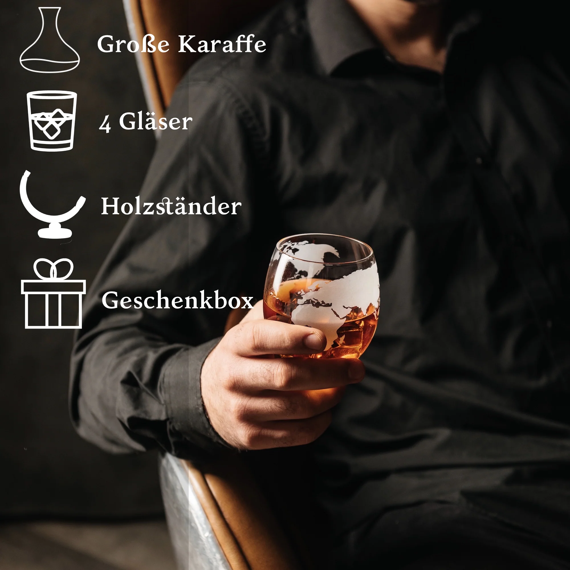 8-in-1-Whisky-Dekanter-Seta –  4 Gläser - Image 3