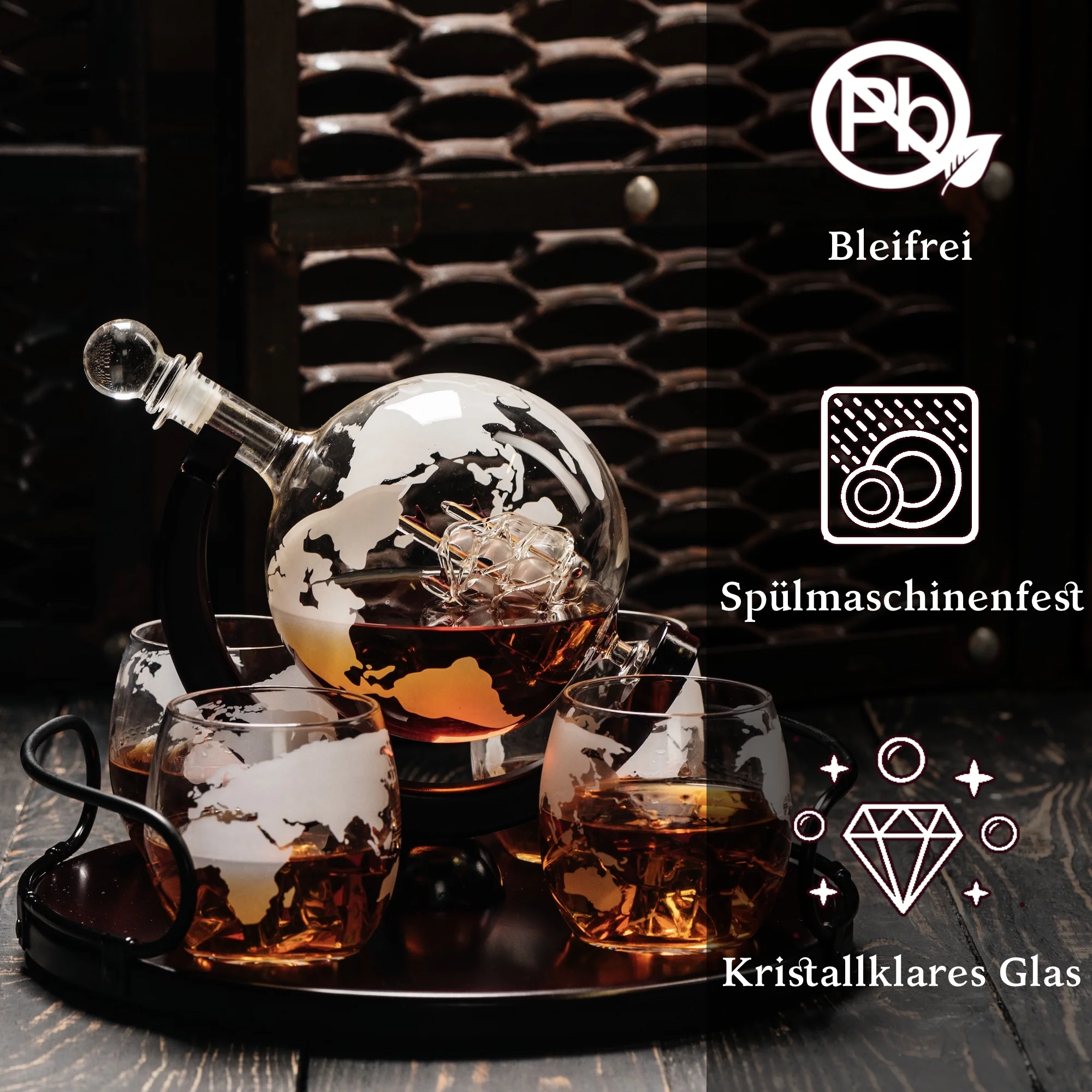 8-in-1-Whisky-Dekanter-Seta –  4 Gläser - Image 4