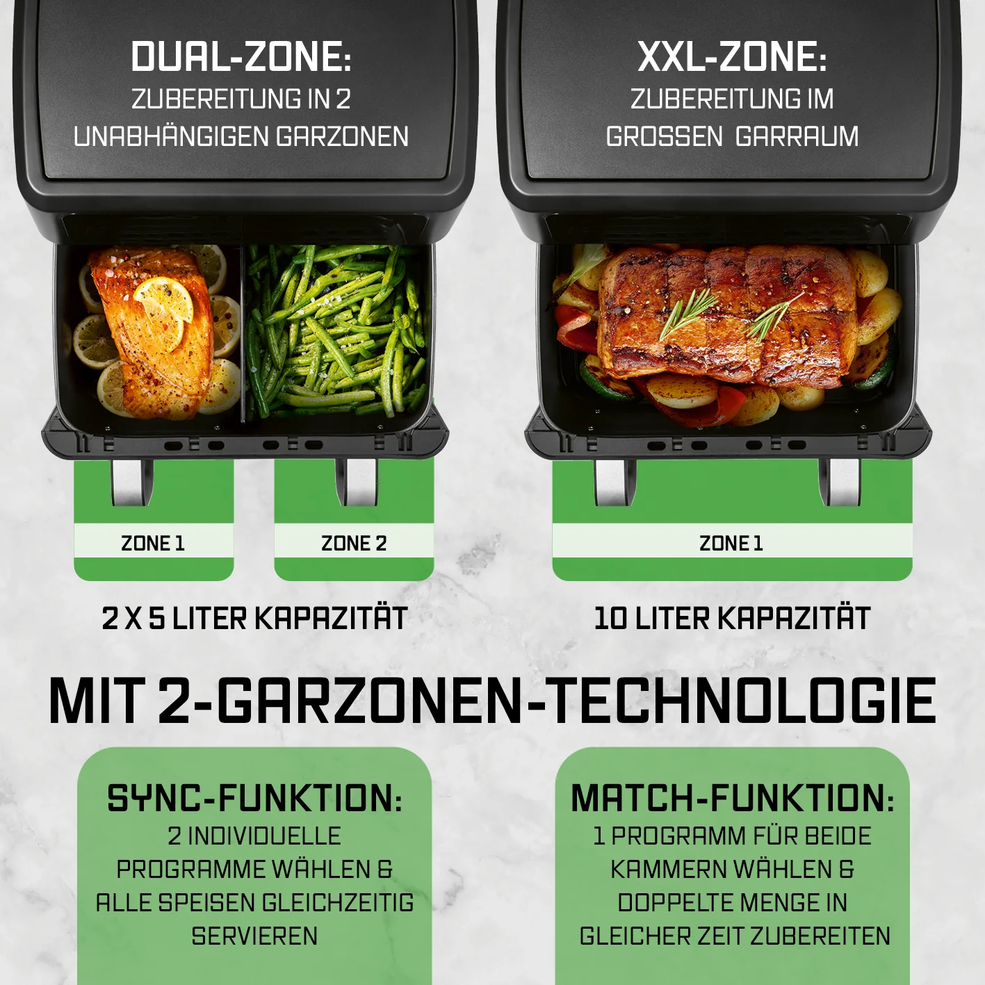 AirGenius Vario-Kammer-Heißluftfritteuse - 10 Liter (2 x 5 Liter) - Image 6