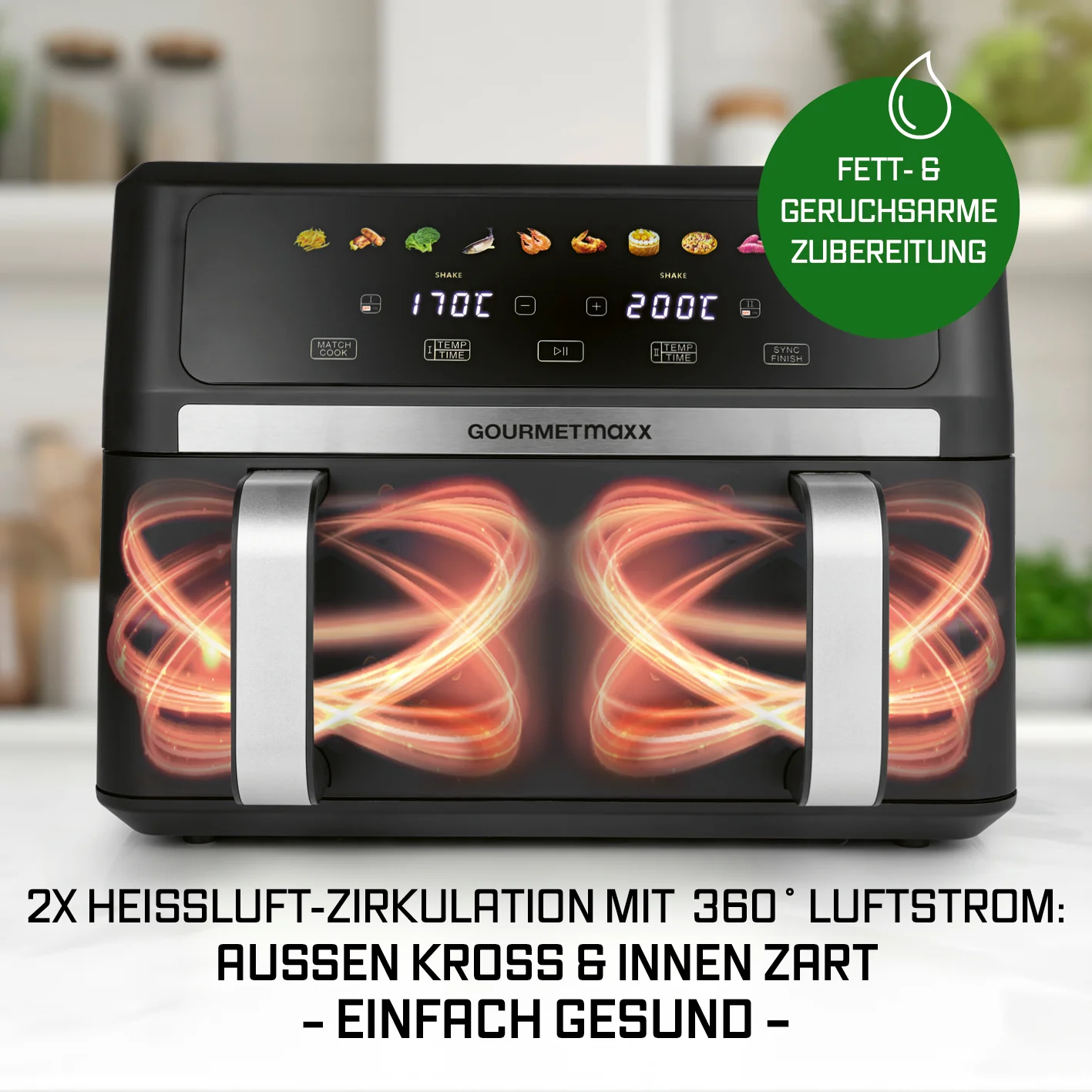 AirGenius Vario-Kammer-Heißluftfritteuse - 10 Liter (2 x 5 Liter) - Image 7