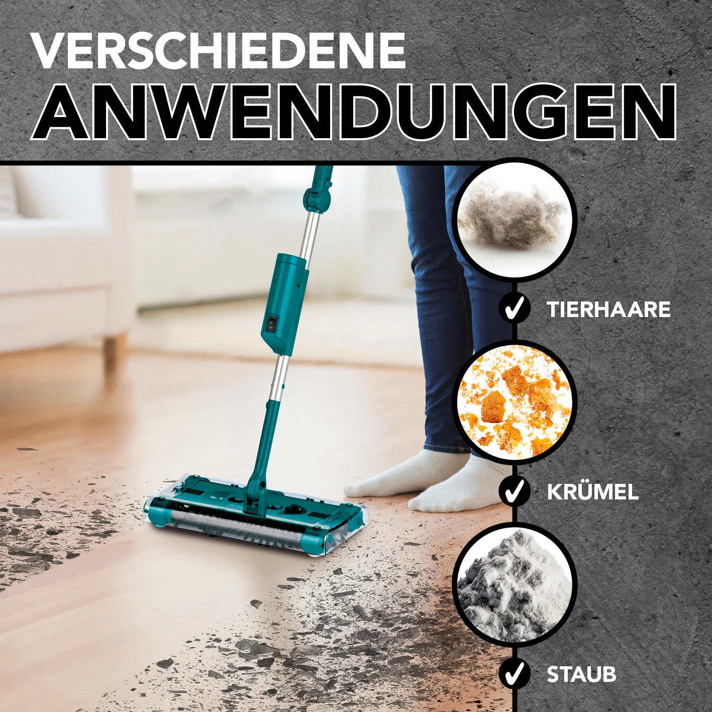 Akku-Besen Swivel Sweeper G2 + Ersatz-Akku - kabellos und wiederaufladbar - smaragd - Image 7
