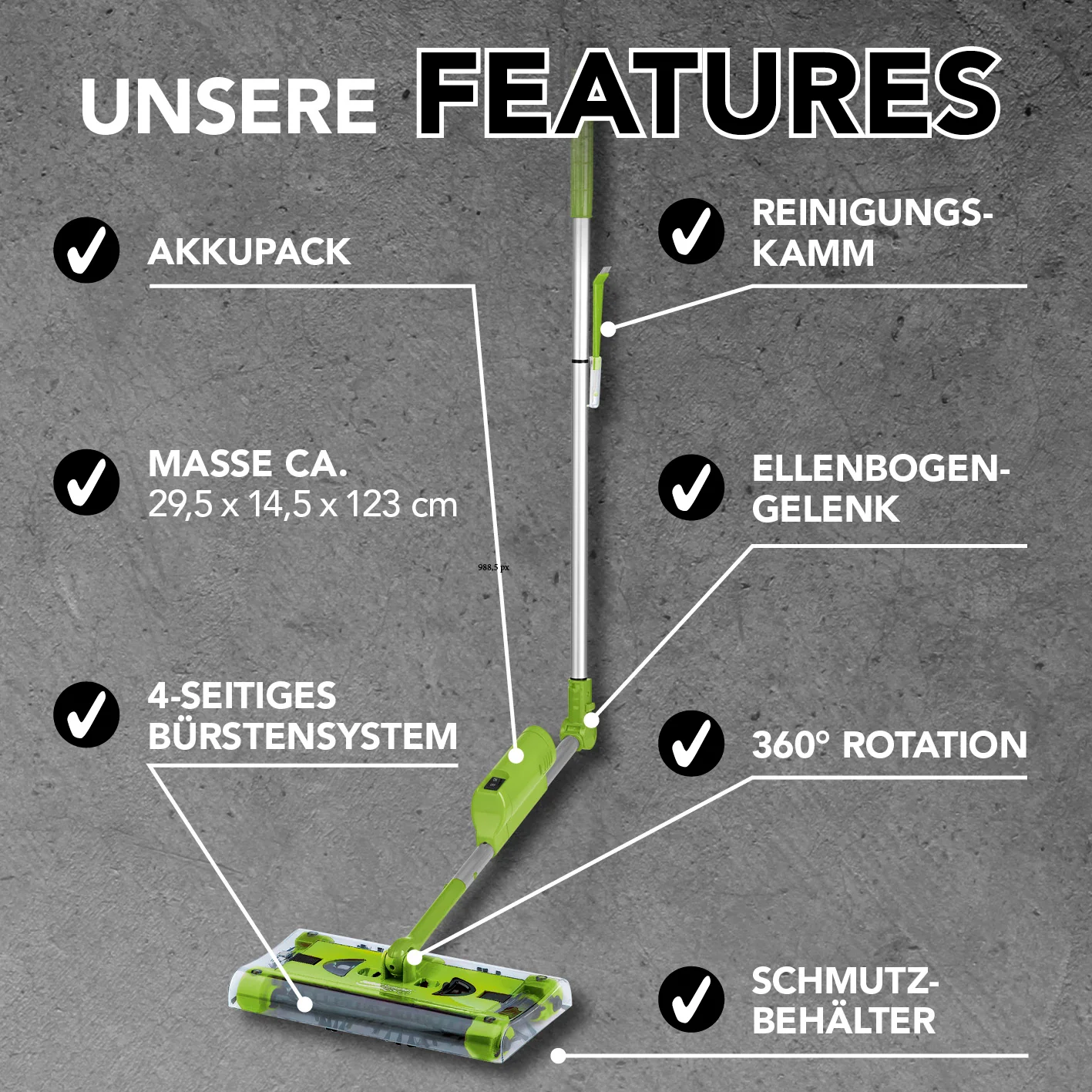Akku-Besen Swivel Sweeper G2 + Ersatz-Akku - limegreen - Image 9