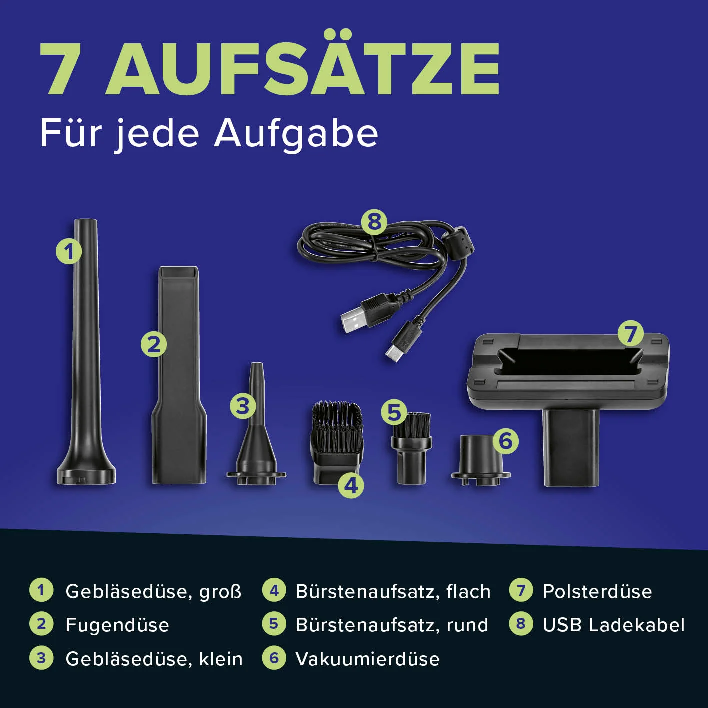 Akku-Handstaubsauger faltbar + 7 Aufsätze - Image 6