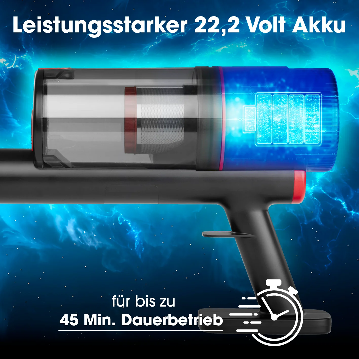 Akku-Zyklon-Staubsauger 22,2V - schwarz/rot - Image 3