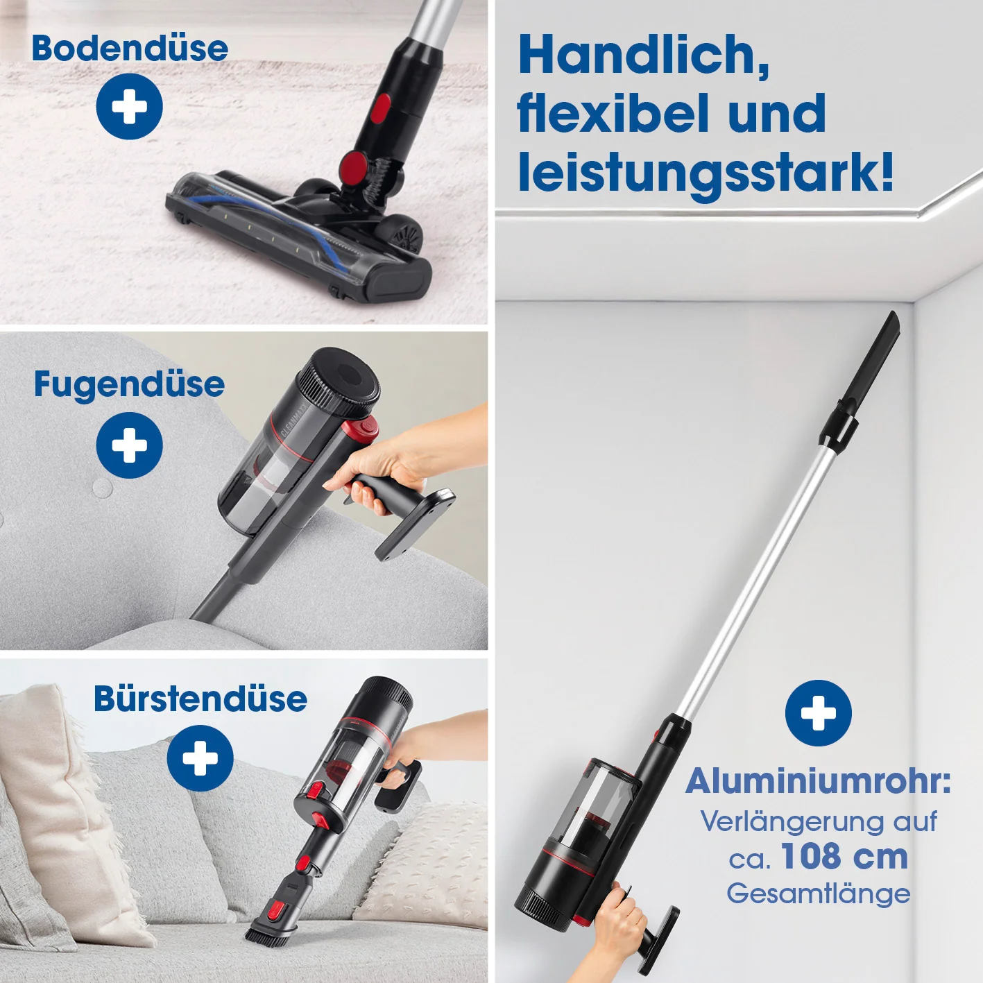 Akku-Zyklon-Staubsauger 22,2V - schwarz/rot - Image 4