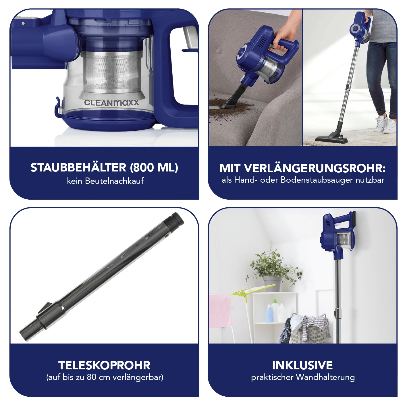 Akku-Zyklon-Staubsauger - blau/silber - Image 3