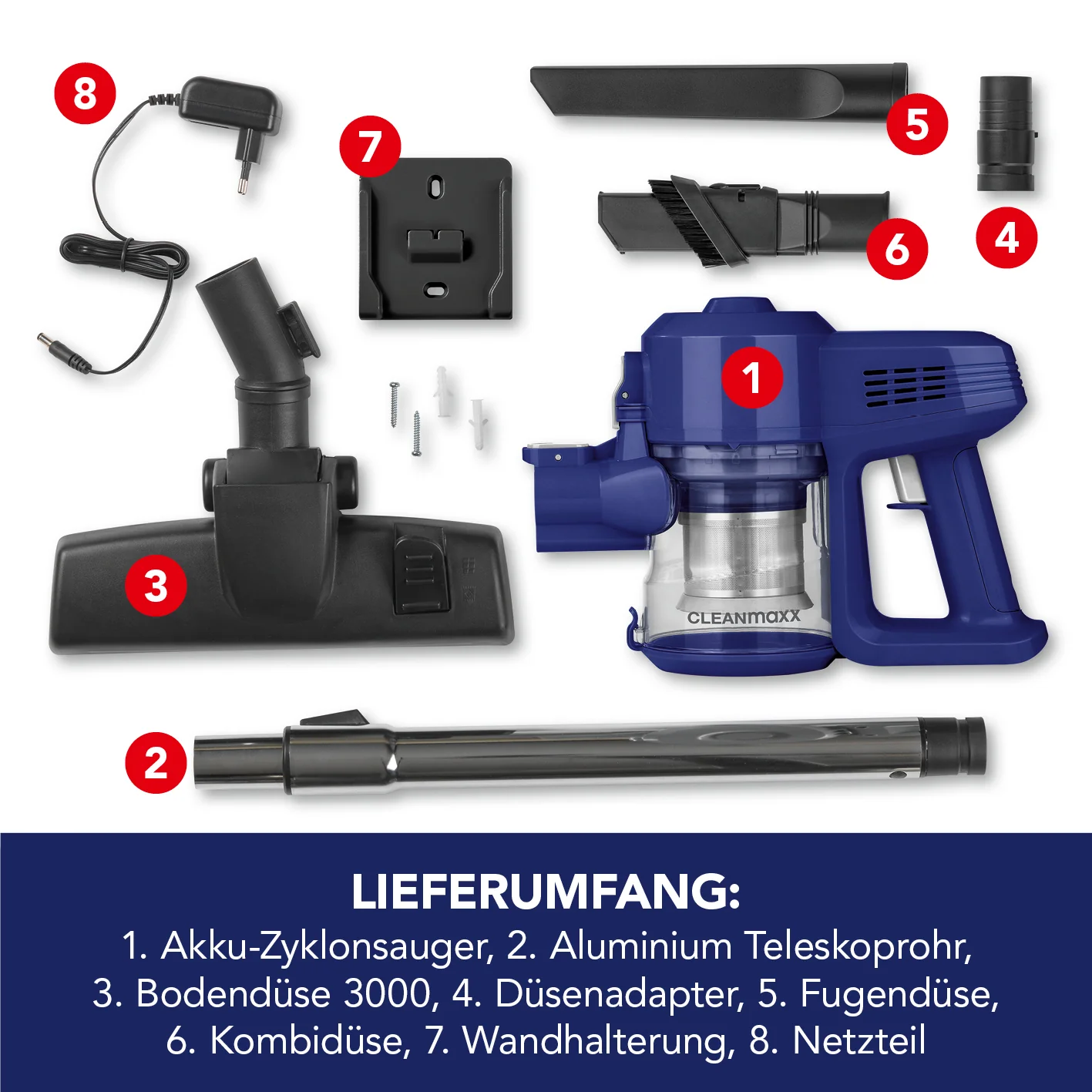 Akku-Zyklon-Staubsauger - blau/silber - Image 5