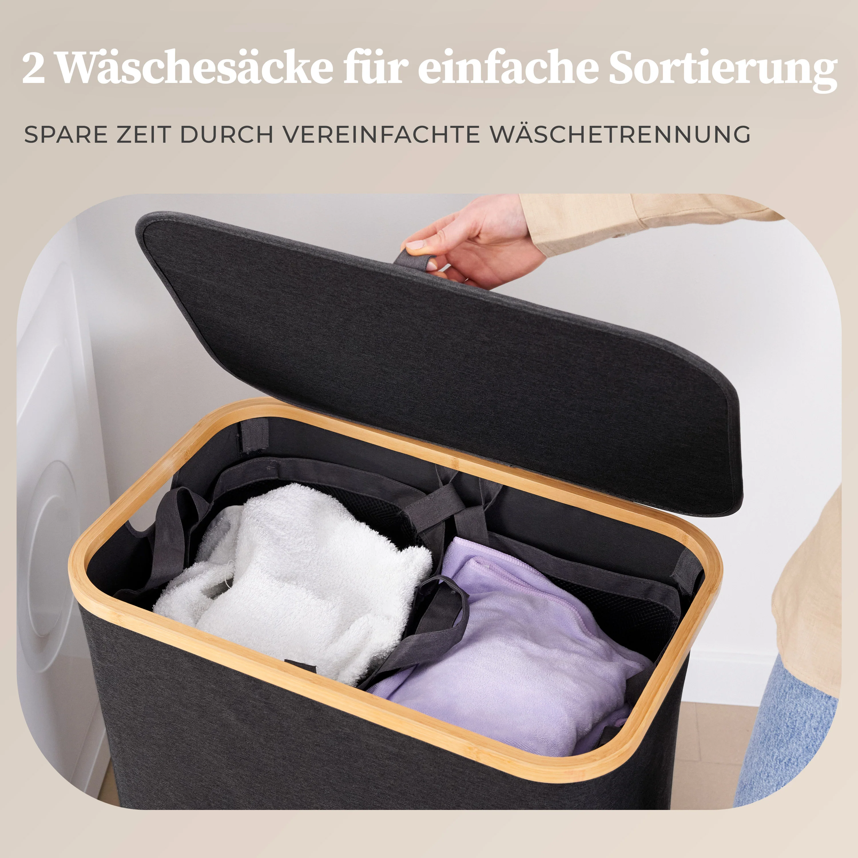 Aufbewahrungskorb "Adrian" 140 l mit Deckel - Dunkelgrau - Image 4