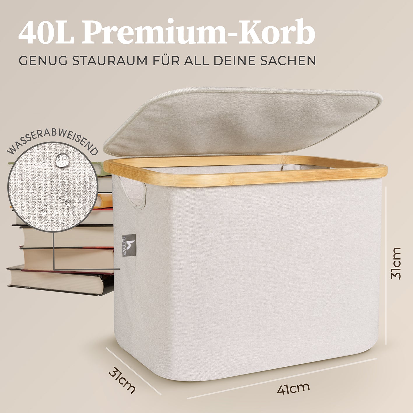 Aufbewahrungskorb "Adrian" 40 l mit Deckel - Beige - Image 3