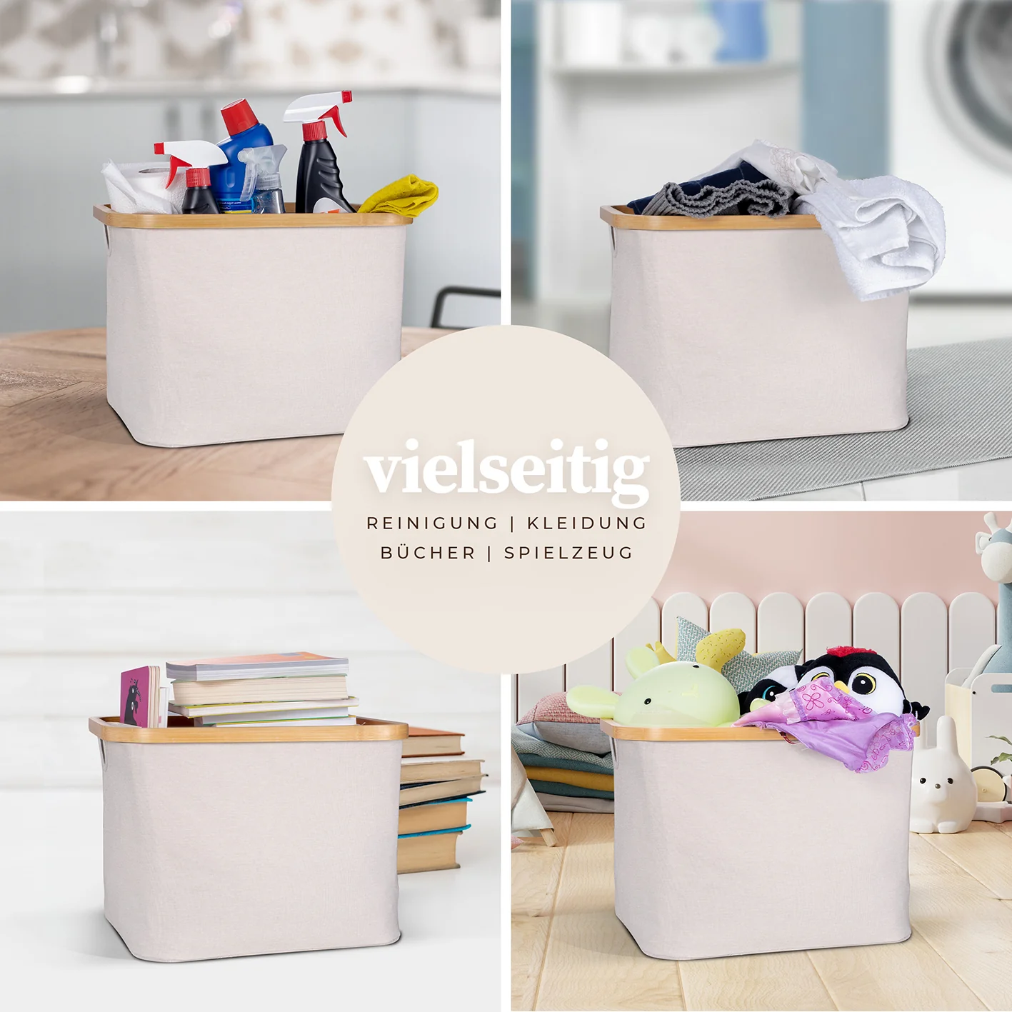 Aufbewahrungskorb "Adrian" 40 l mit Deckel - Beige - Image 4