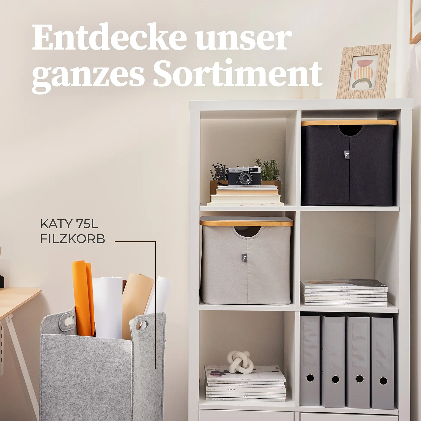 Aufbewahrungskorb "Adrian" 40 l mit Deckel - Beige - Image 8