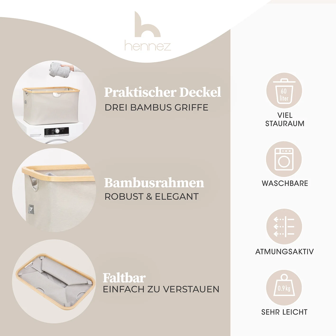Aufbewahrungskorb "Adrian" 60 l - Beige/Hellgrau - Image 2