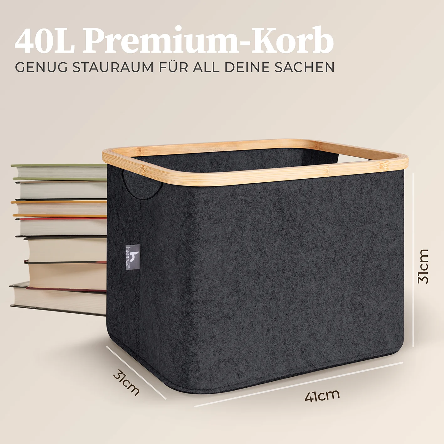 Aufbewahrungskorb "Laura" 40 l - Anthrazit - Image 3