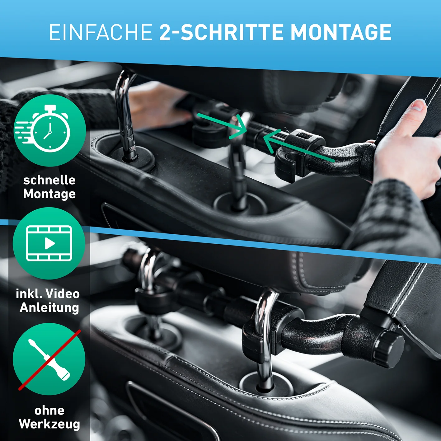 Auto-Kopfstütze - Leder mit weißen Nähten - Image 4