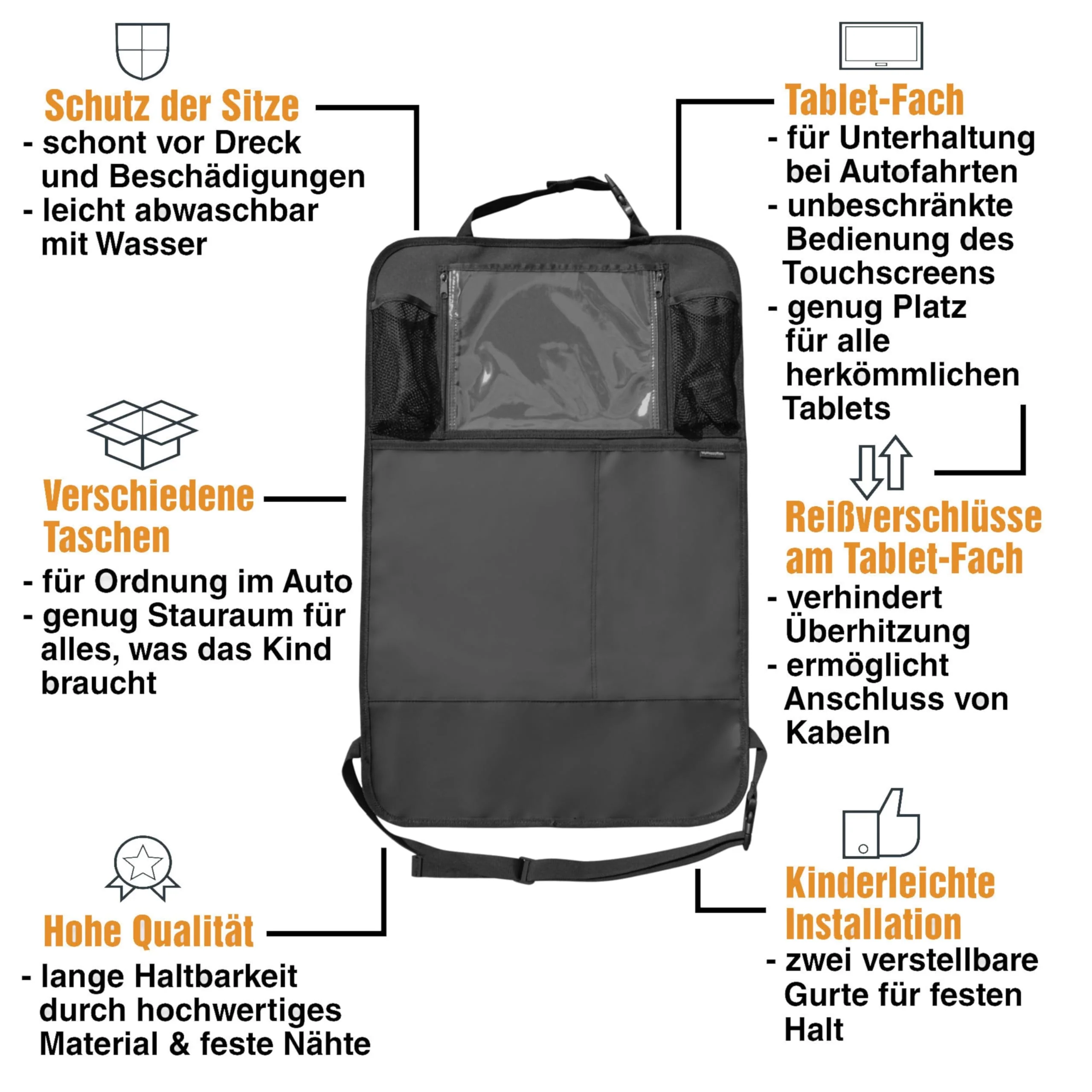 Auto-Rückenlehnenschutz mit Taschen - 1 Stück - Image 4