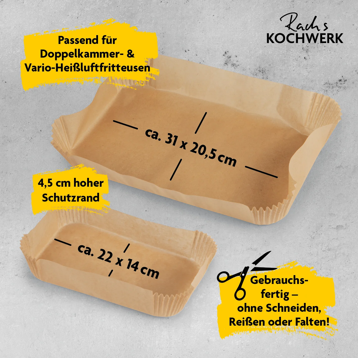 Backpapierschalen für Heißluftfritteusen 2er-Set (4,5 & 9 Liter) mit 2 Rezeptideen - 100 Stück - Image 3