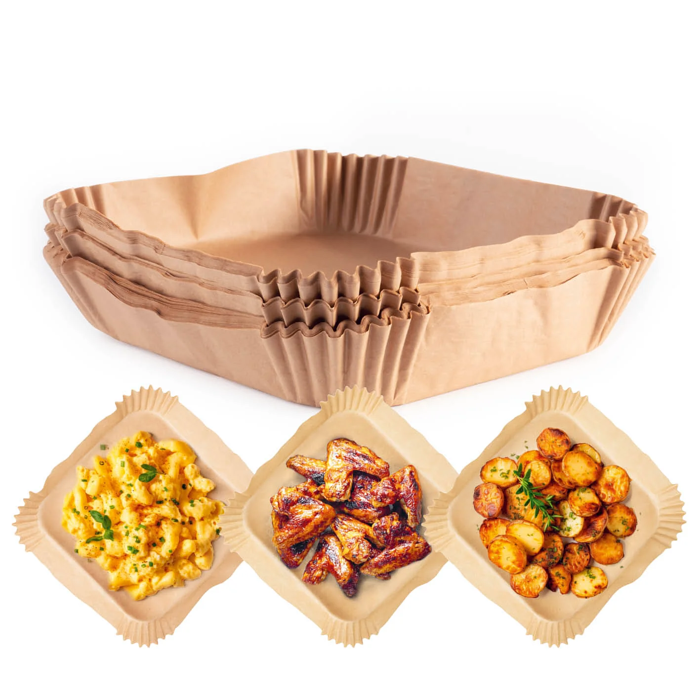Backpapier Schalen für Heißluft-Fritteusen - 100er-Set