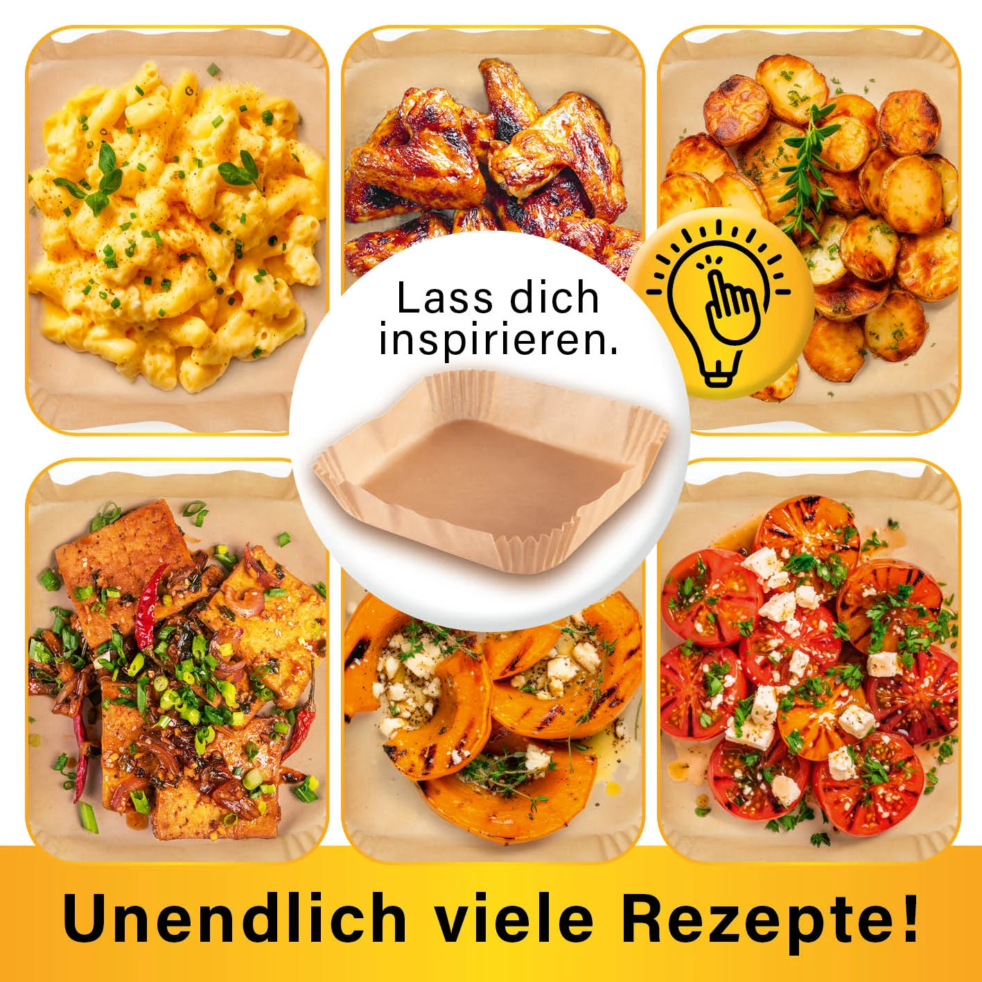 Backpapierschalen für Heißluftfritteusen (2–5 l) - 50 Stück à 16 x 16 x 4,5 cm - Image 8