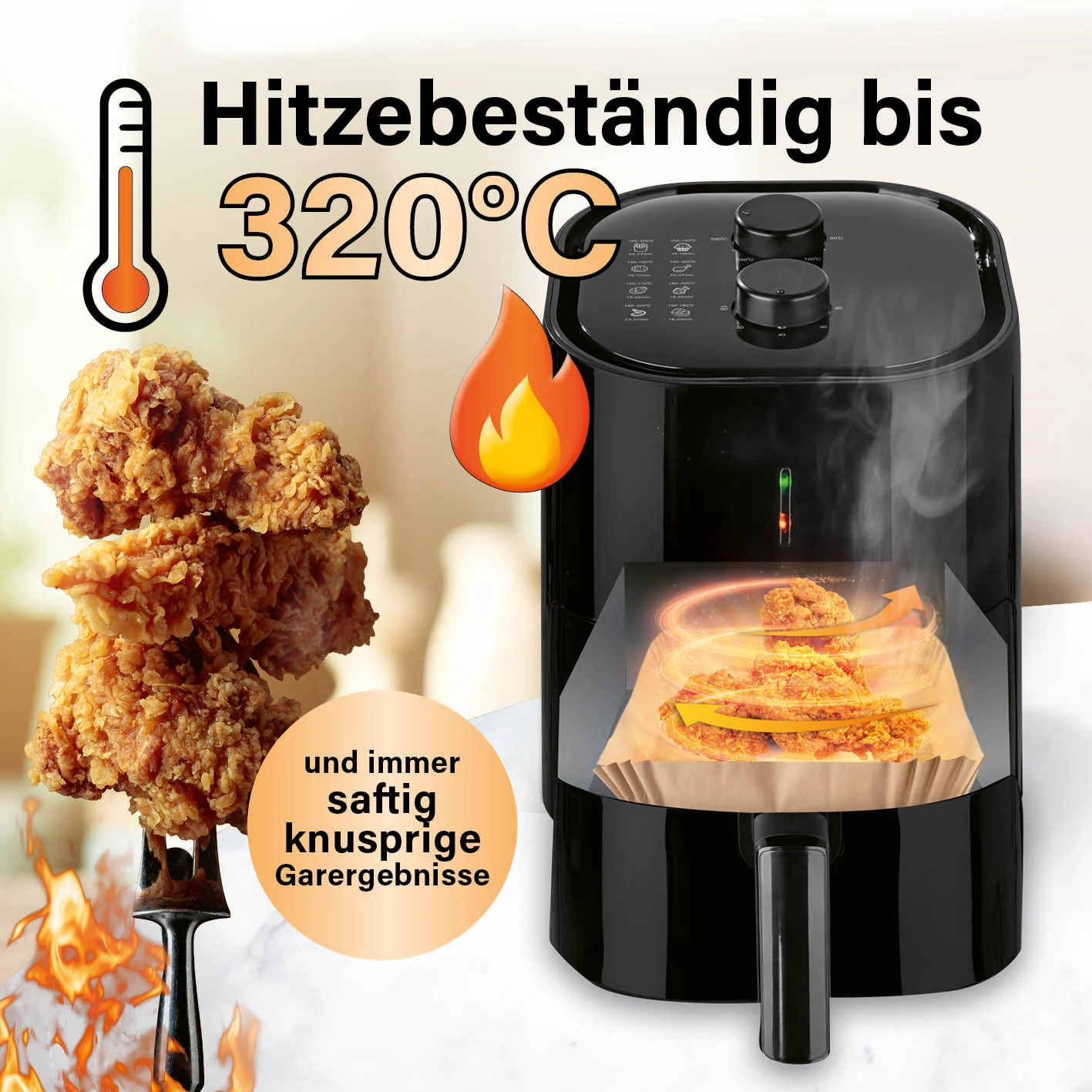 Backpapierschalen für Heißluftfritteusen (5–8 l) - 50 Stück à 23 x 23 x 4,5 cm - Image 3