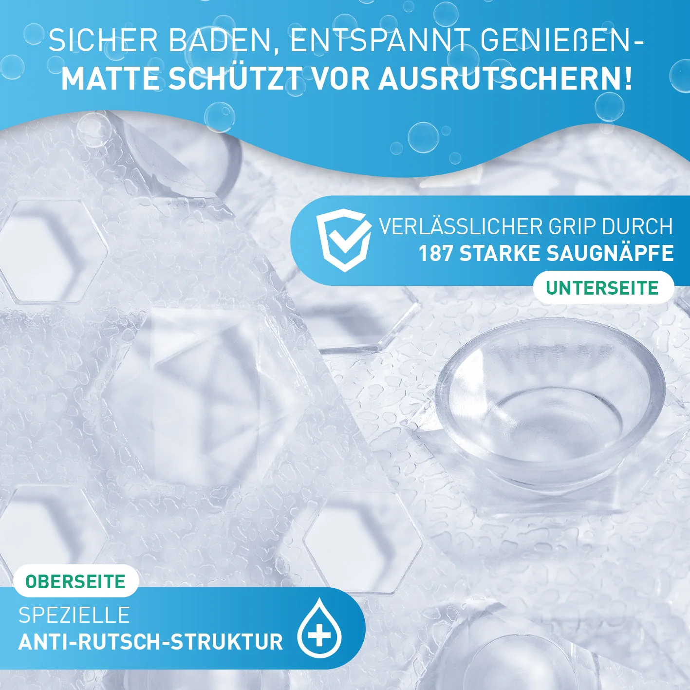 Badewannenmatte 88 x 40 cm – Transparent - Image 5
