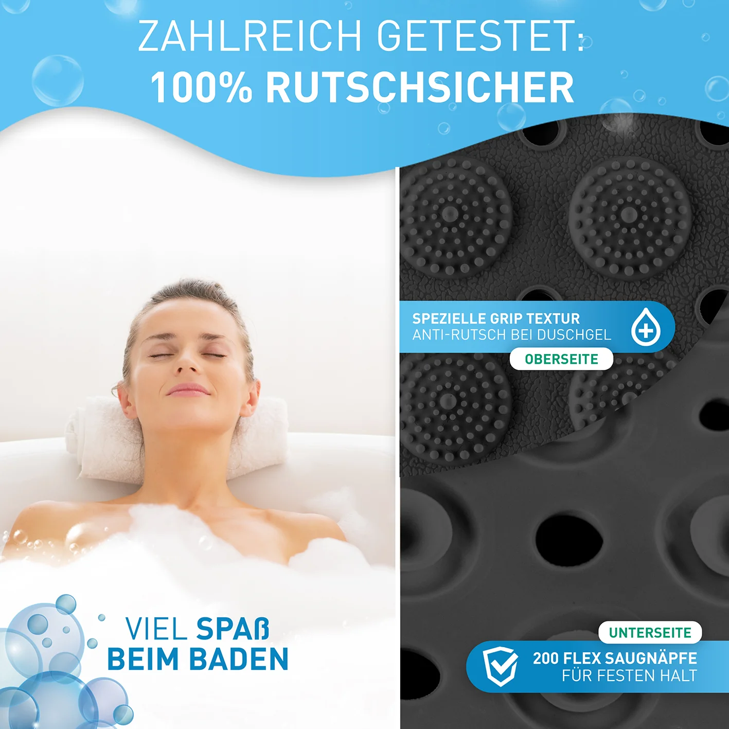Badewannenmatte - Schwarz - 100 x 40 cm - Image 6