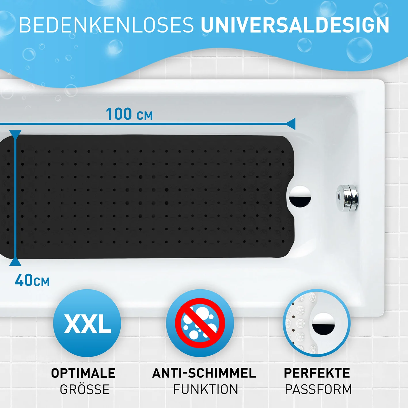 Badewannenmatte - Schwarz - 100 x 40 cm - Image 7