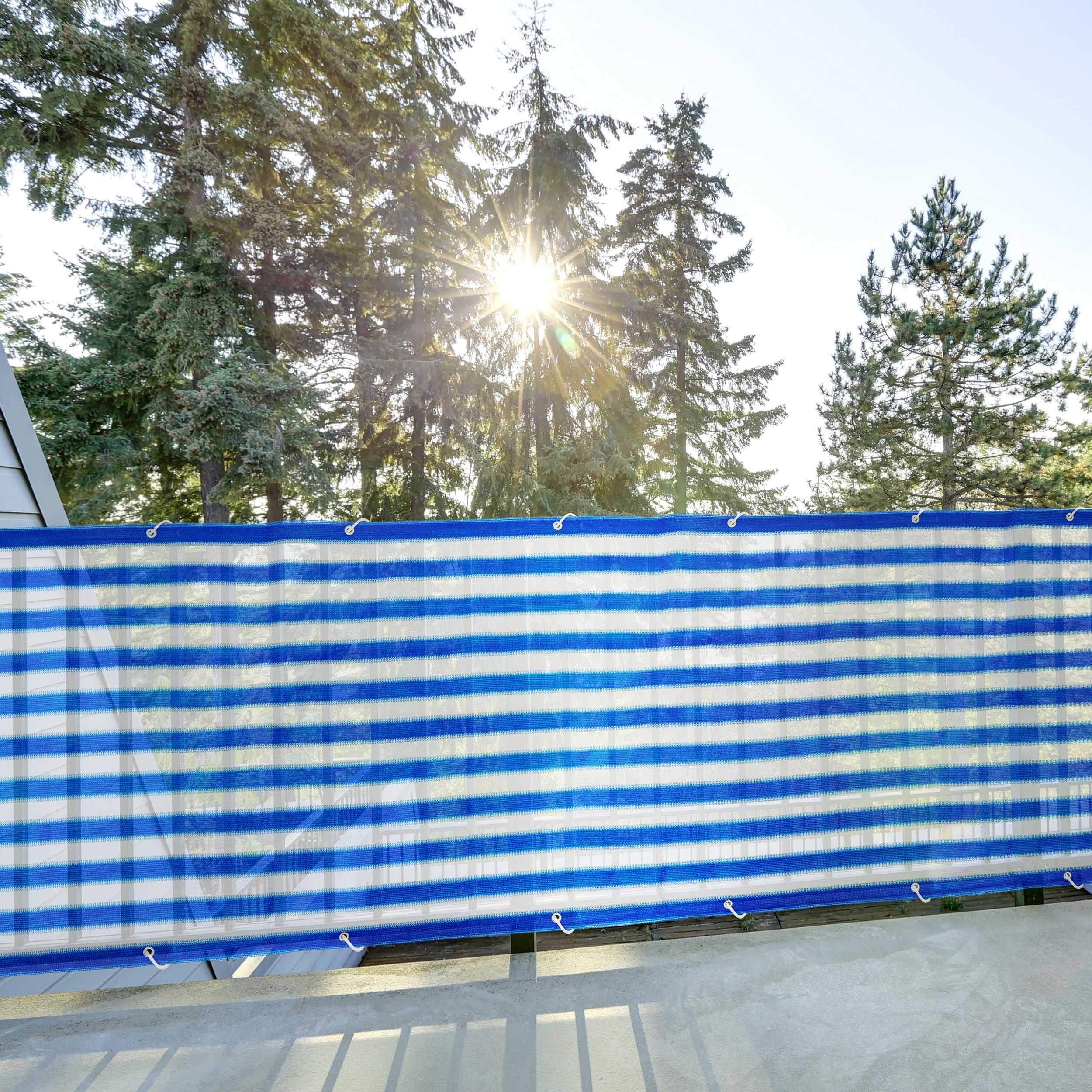 Balkonsichtschutz inkl. Befestigungsseil - 0,9 x 5 m - Blau/Weiß - Image 5