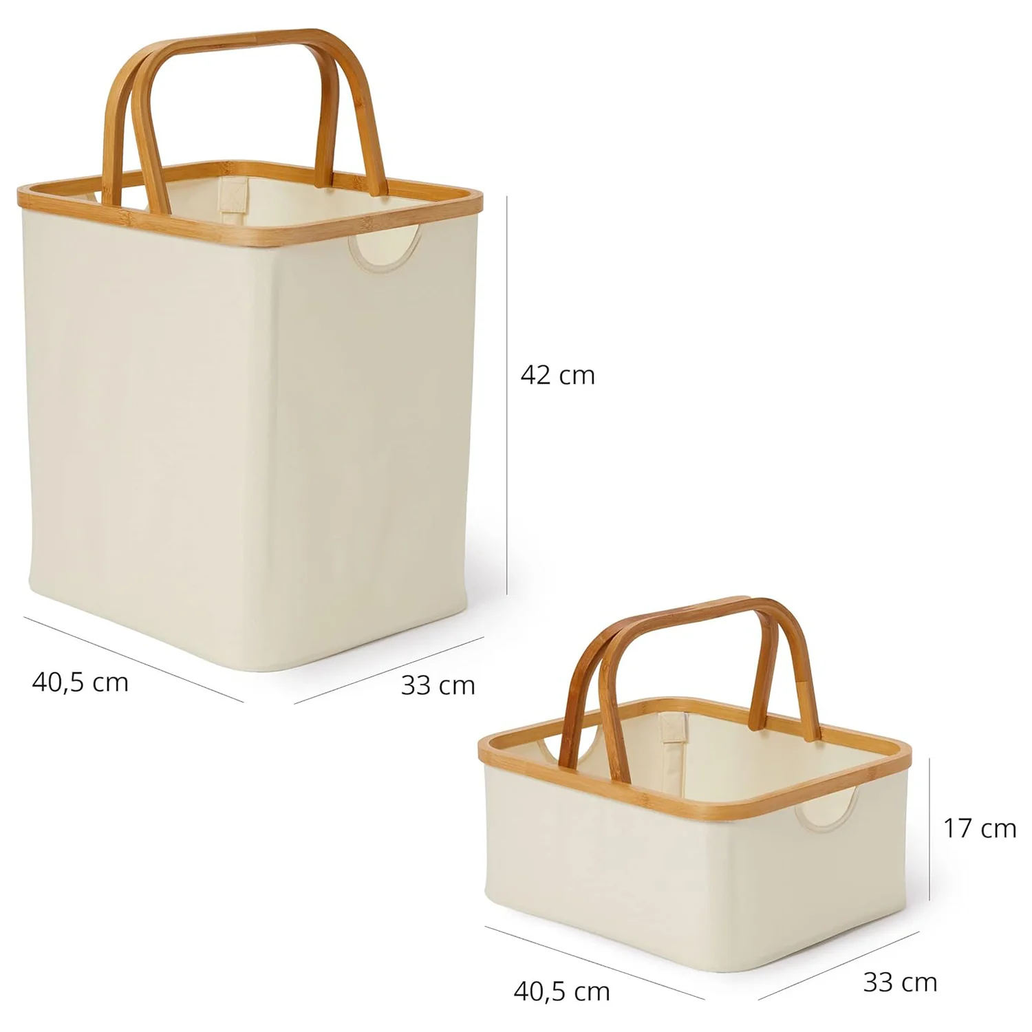 Bambus-Rahmen-Aufbewahrungskorb - 2er-Set - Beige - Image 4
