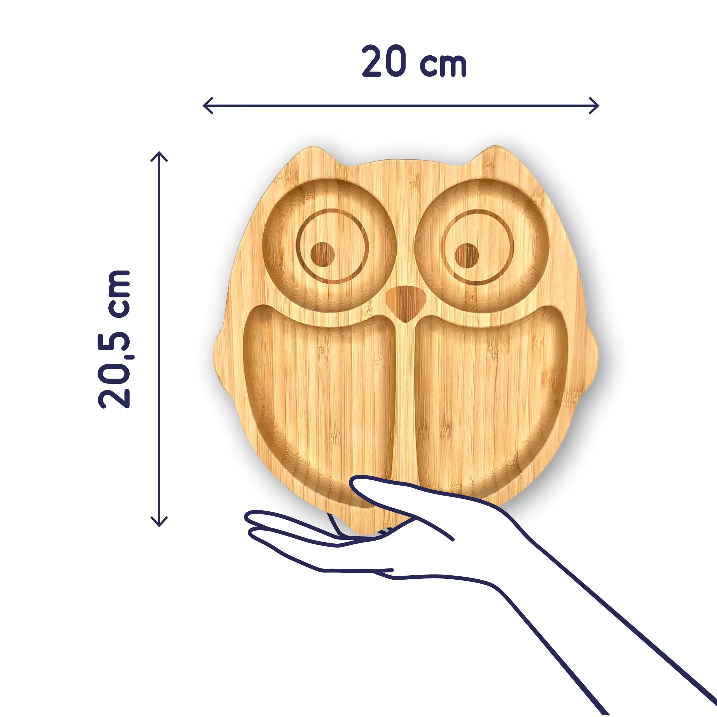 Bambus-Teller für Kinder inkl. Löffel - mit Eulenmotiv - Orange - Image 4