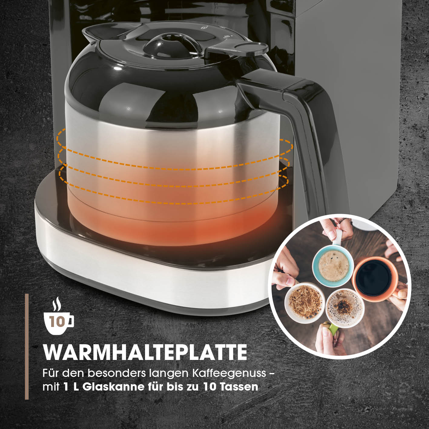 Kaffeemaschine mit Mahlwerk mit Isolierkanne - 1000 Watt - Edelstahl/schwarz - Image 5