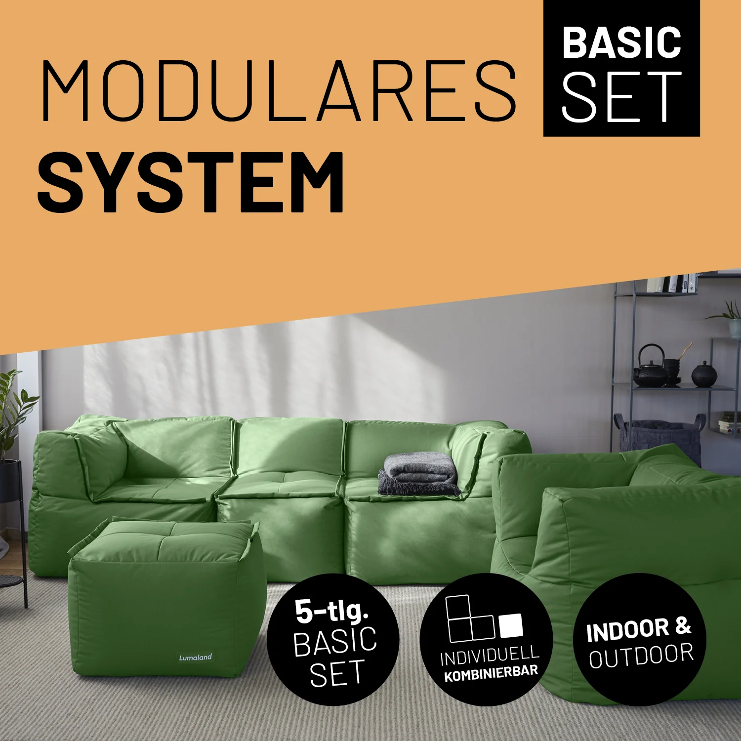 Basic Set (5-tlg.) - Modulares System - In- & outdoor - Pastell Grün - Image 2