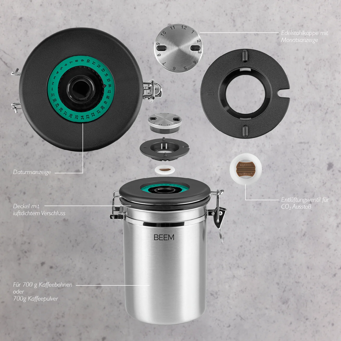 KAFFEEDOSE Vorratsdose mit Dosierlöffel - 1,9 l - 3er-Set - Image 7