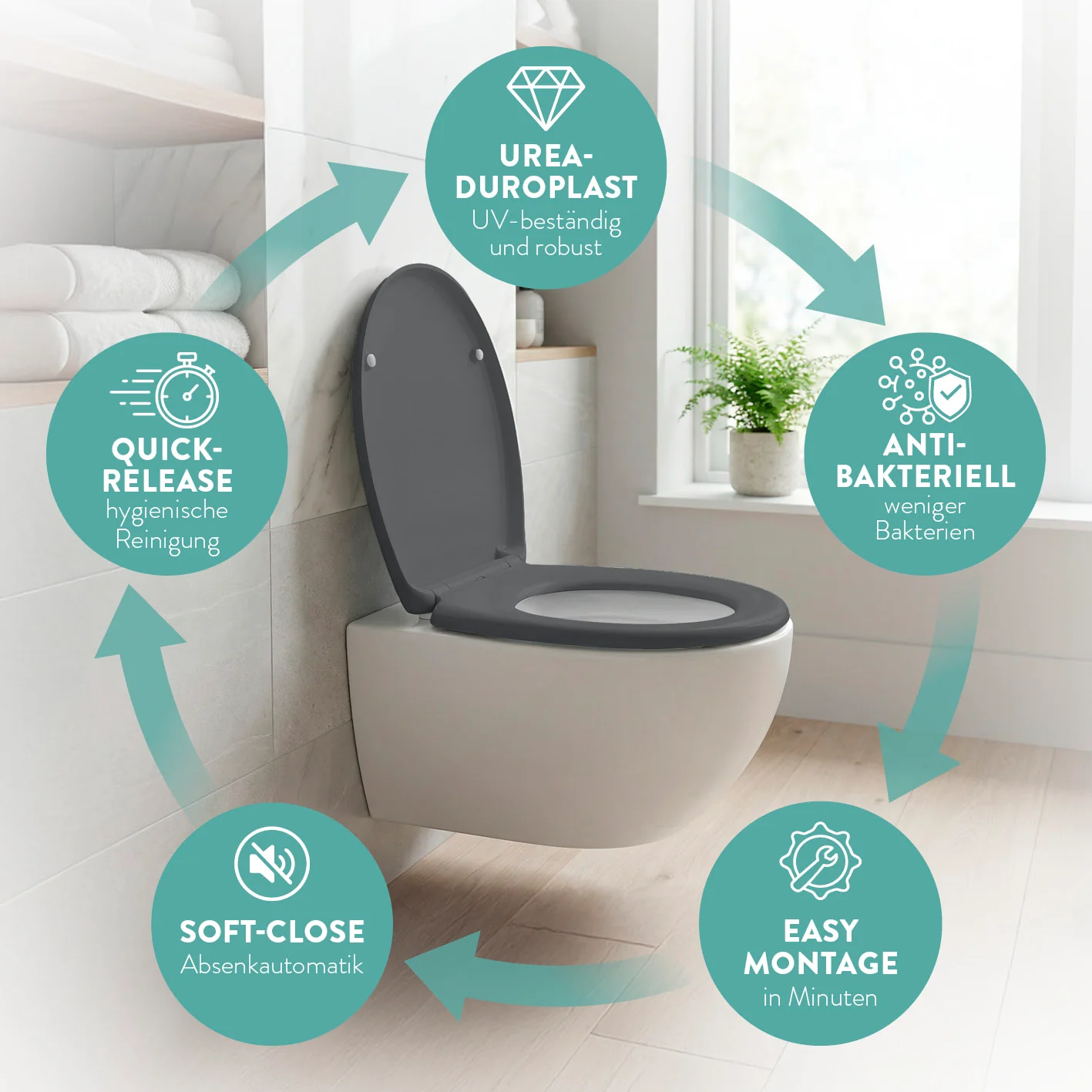 Premium Toilettendeckel - oval - dunkelgrau - Image 2