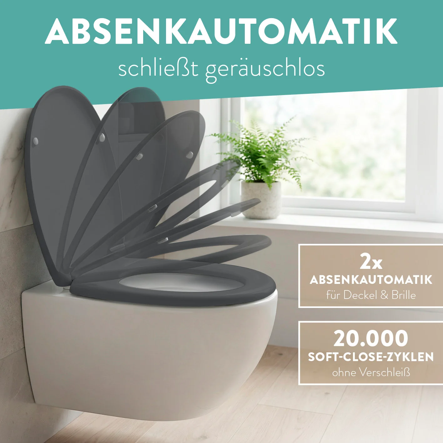 Premium Toilettendeckel - oval - dunkelgrau - Image 3