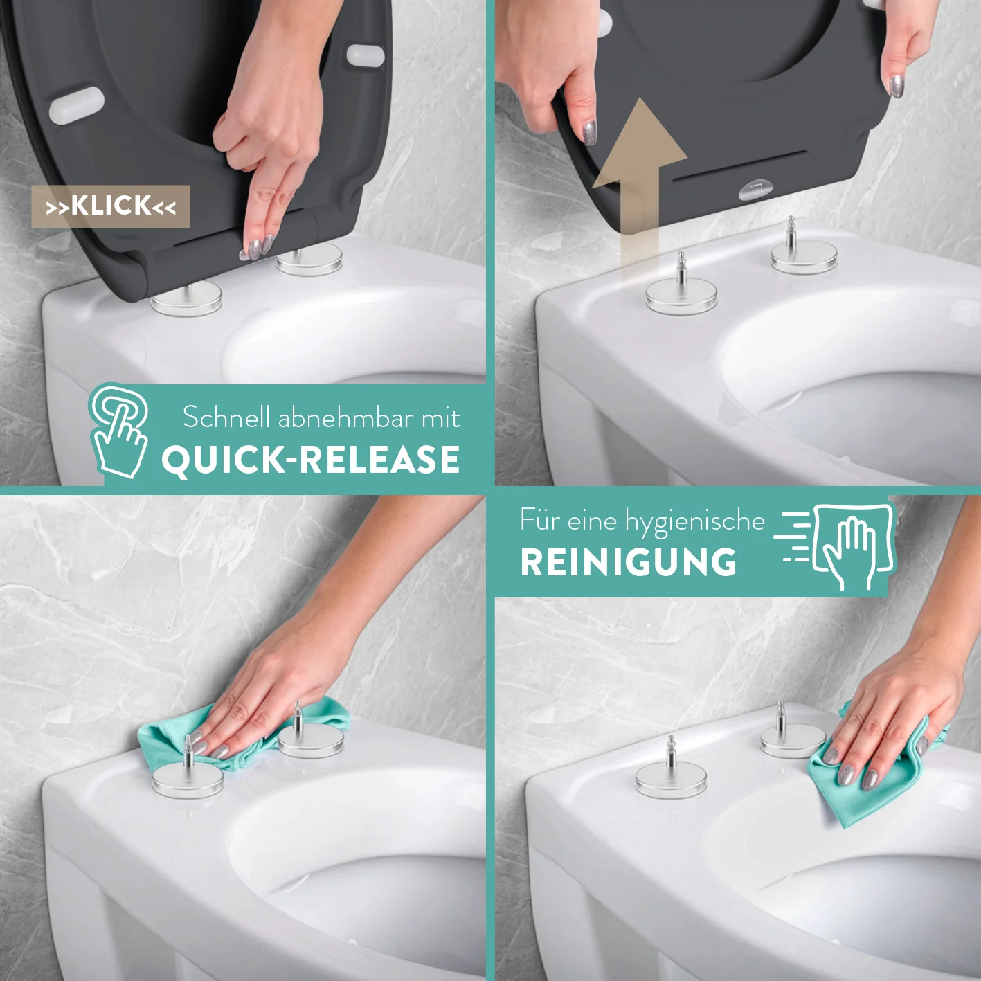 Premium Toilettendeckel - oval - dunkelgrau - Image 4