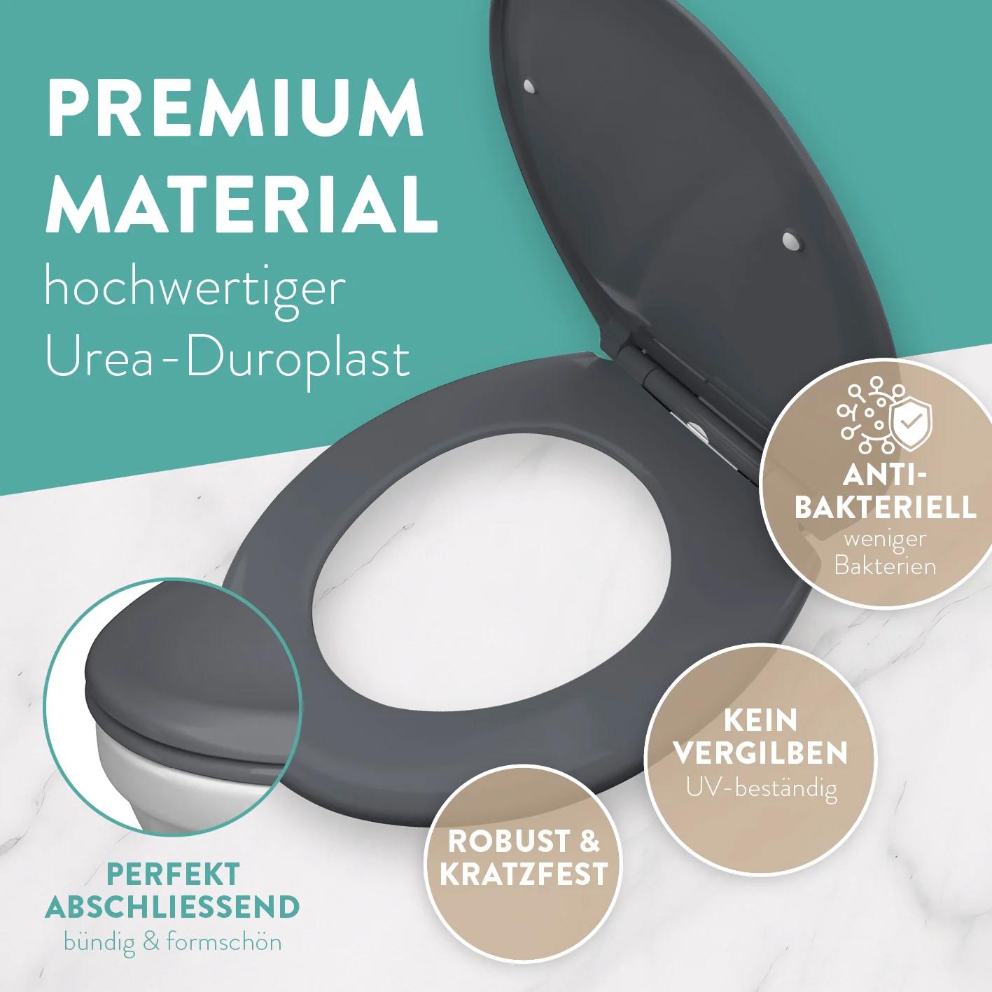 Premium Toilettendeckel - oval - dunkelgrau - Image 6