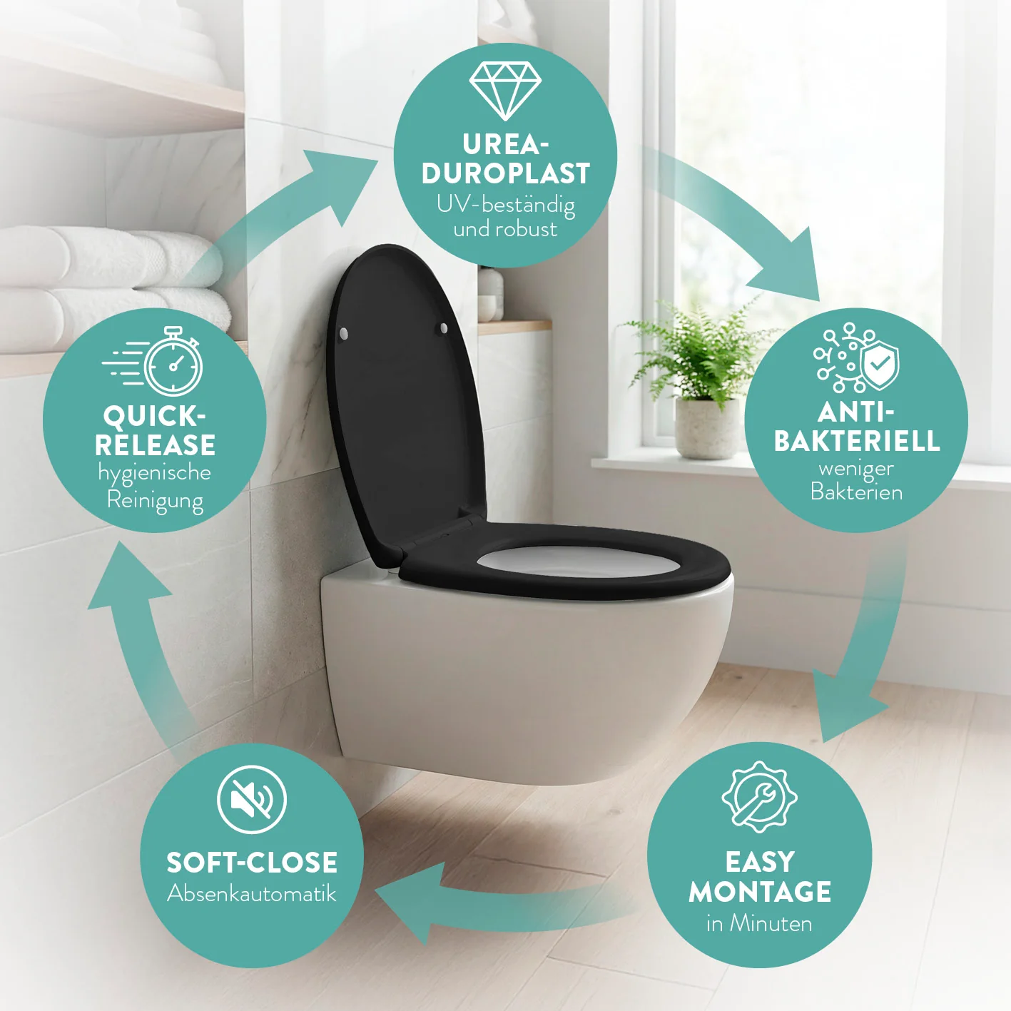 Premium Toilettendeckel - oval - schwarz - Image 2