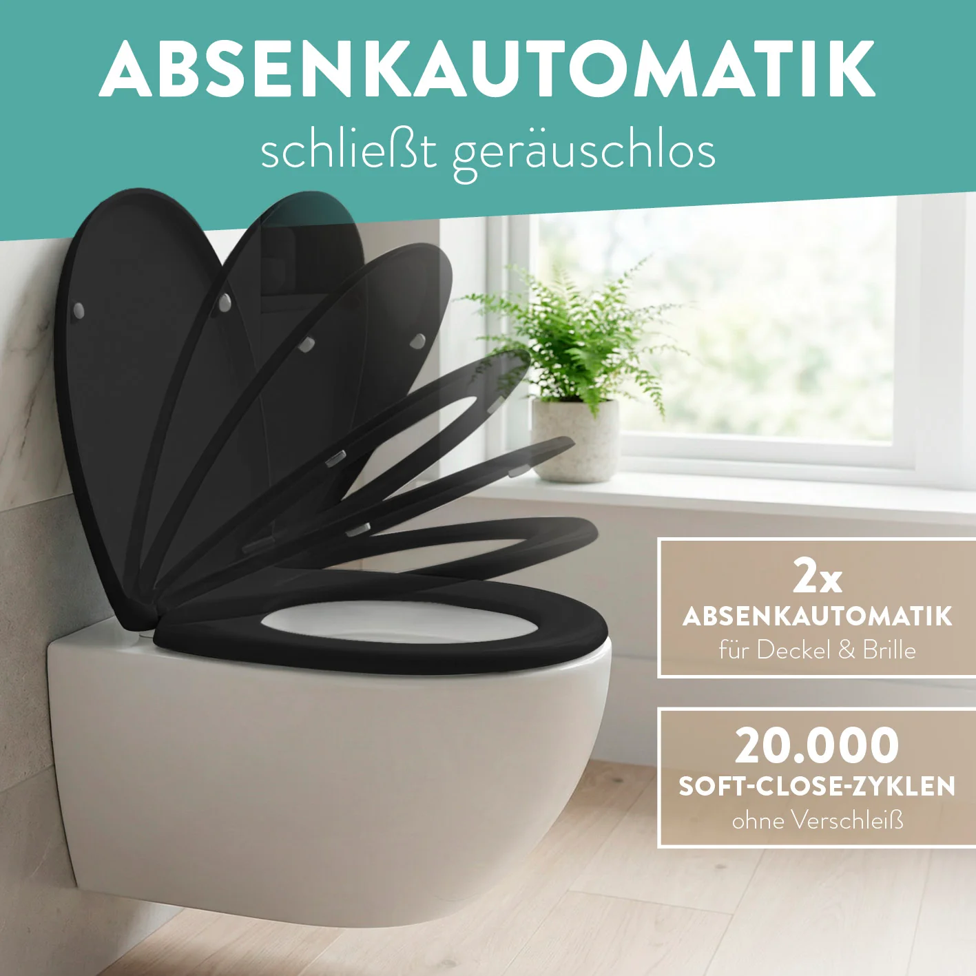 Premium Toilettendeckel - oval - schwarz - Image 3
