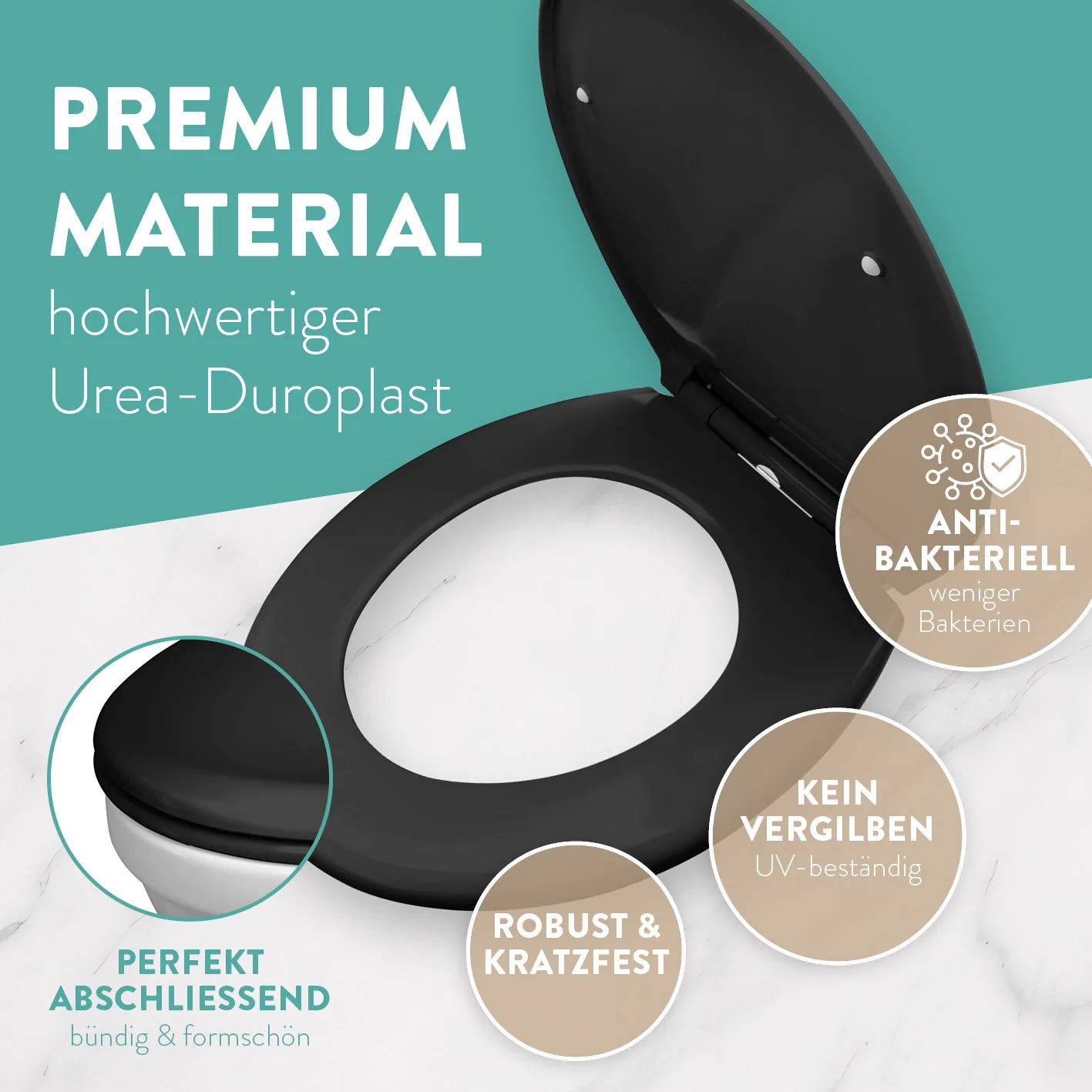 Premium Toilettendeckel - oval - schwarz - Image 6