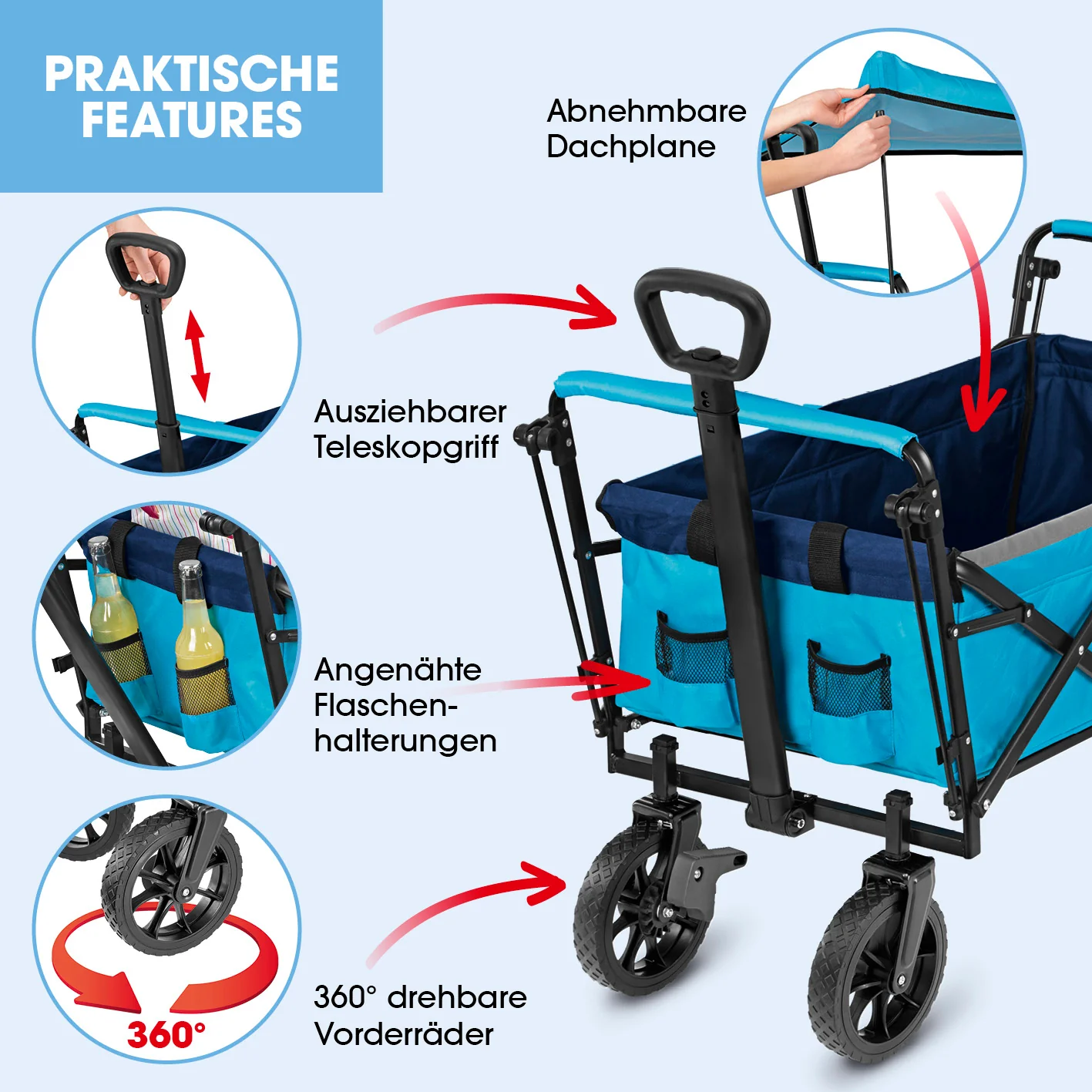 Bollerwagen faltbar - blau - Image 4