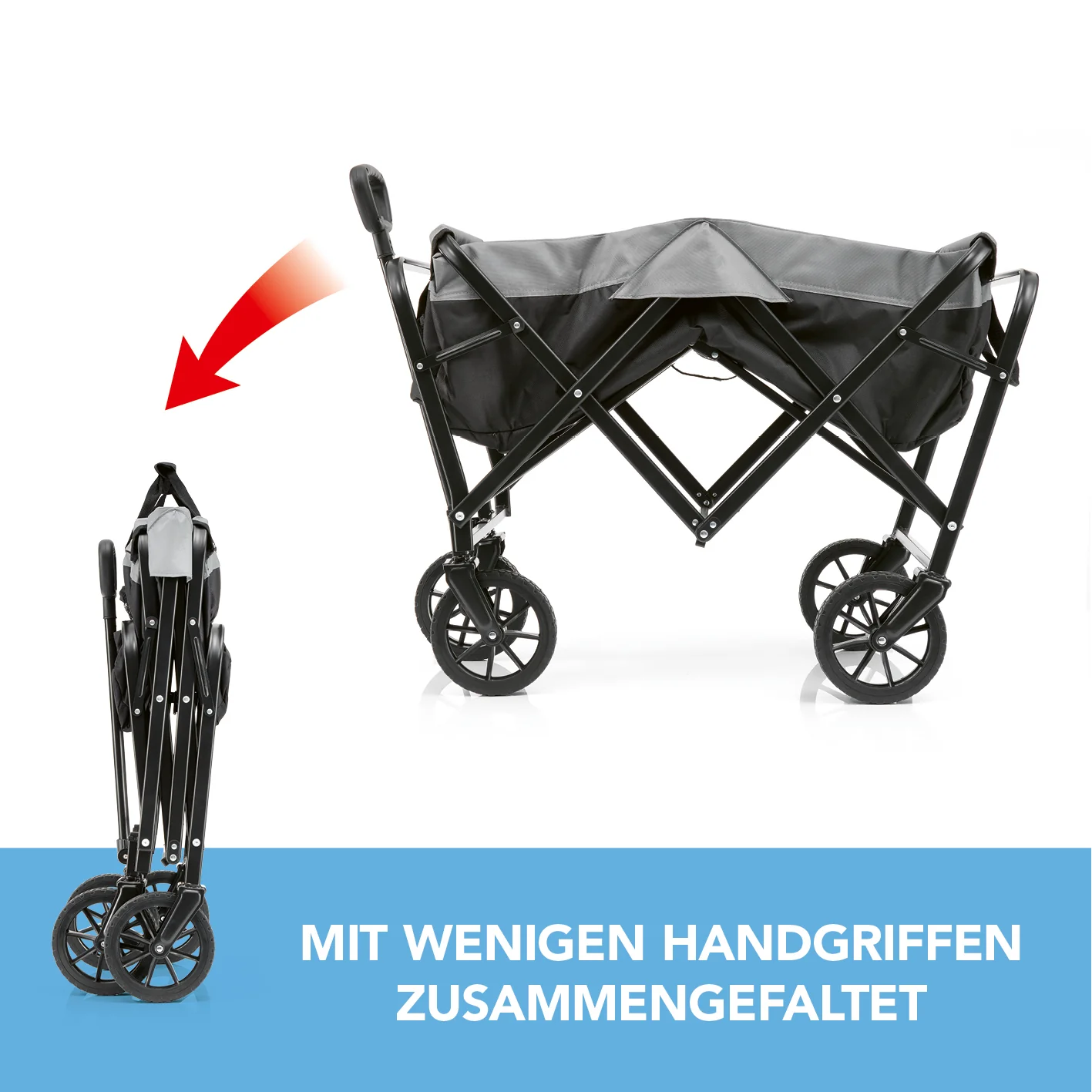 Bollerwagen - faltbar - schwarz/grau - Image 3