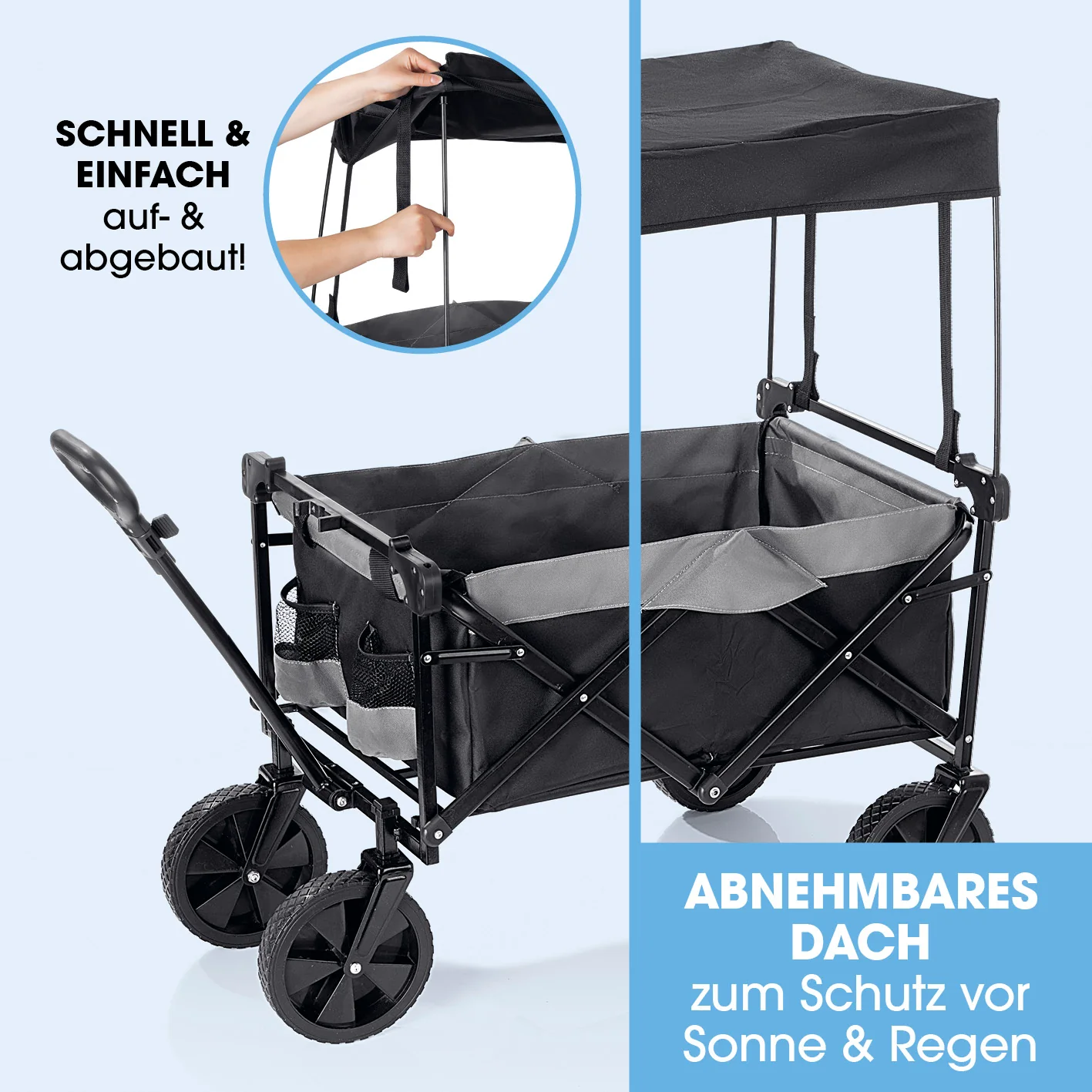 Bollerwagen mit Dach - faltbar  - anthrazit/schwarz - Image 3