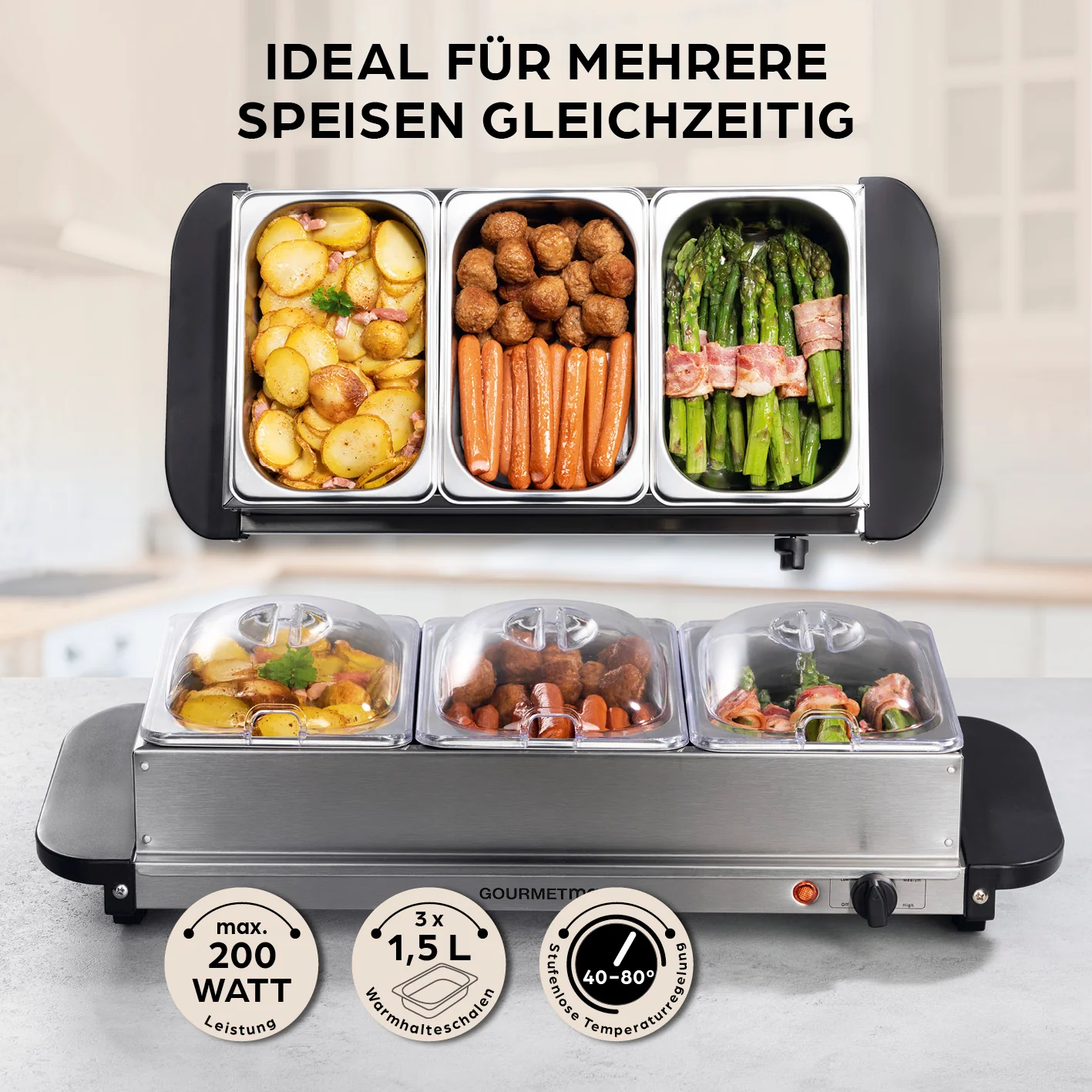Buffetwärmer – 3 × 1,5 l - Image 2