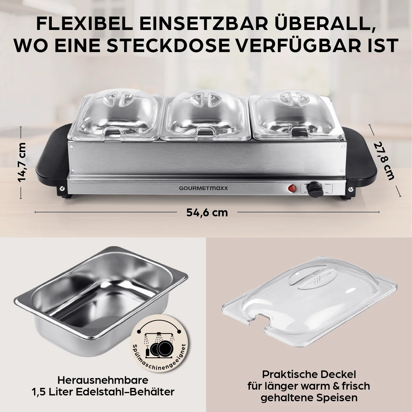 Buffetwärmer – 3 × 1,5 l - Image 4