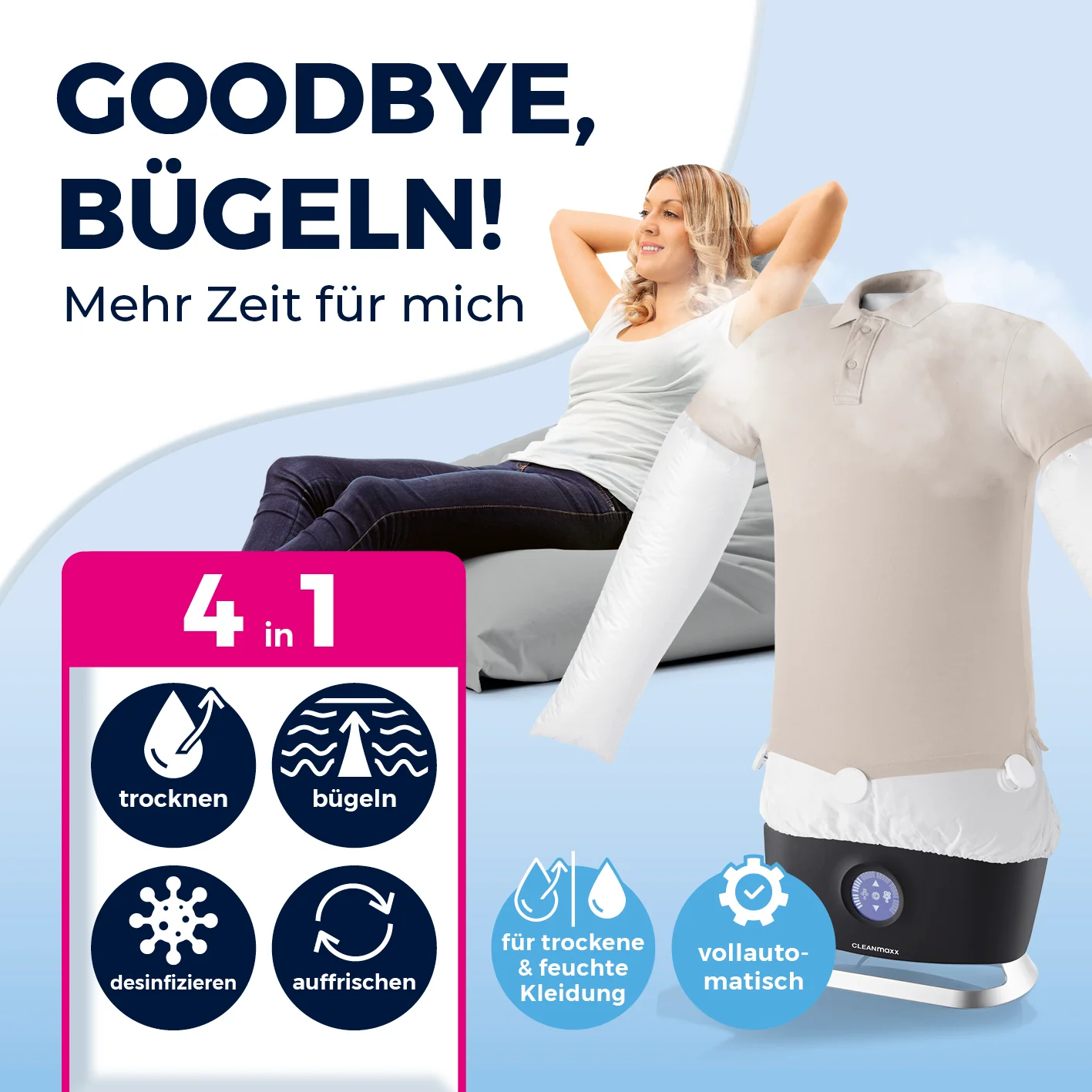 Hemdenbügler PRO STEAM mit Hosenaufsatz - Schwarz - Image 2