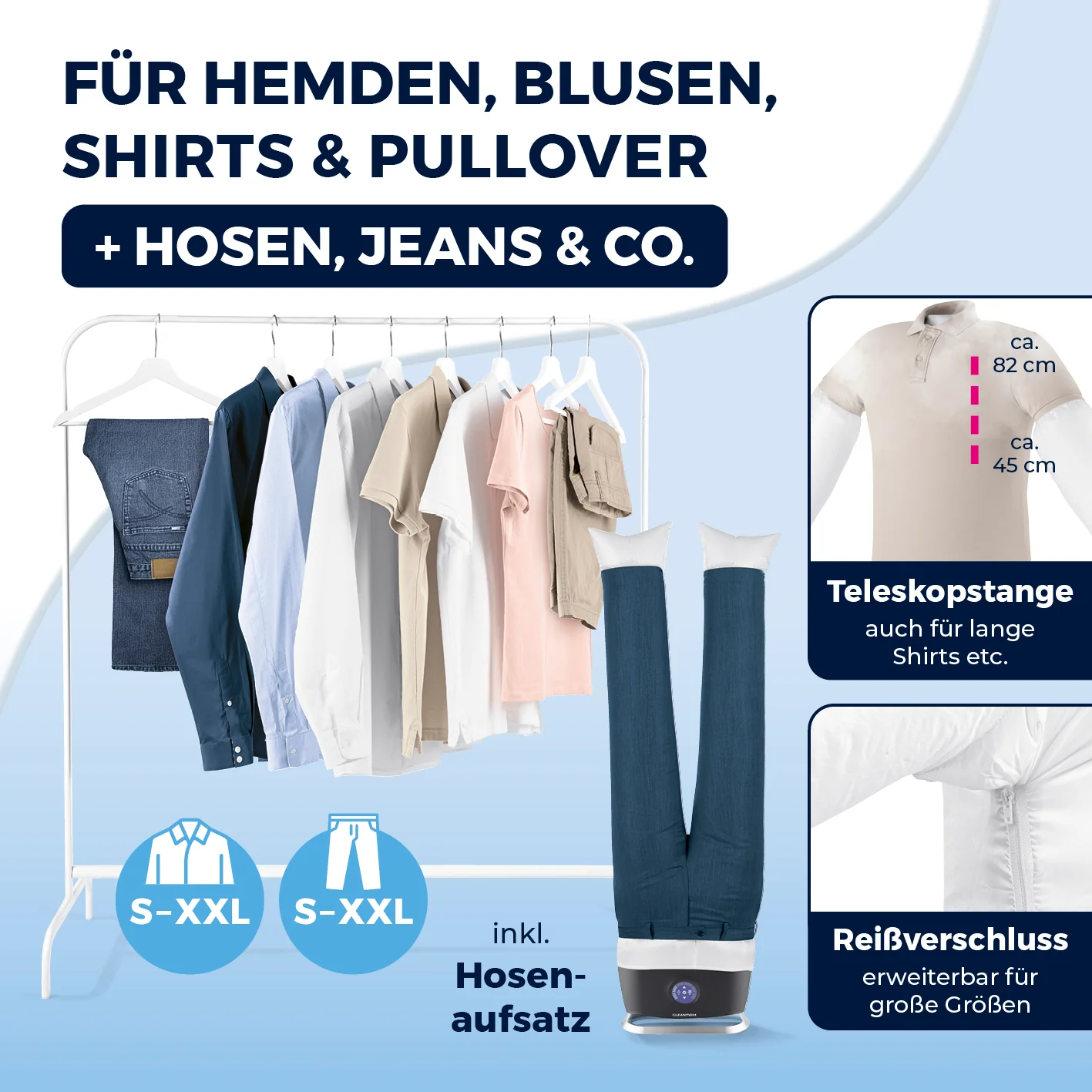 Hemdenbügler PRO STEAM mit Hosenaufsatz - Schwarz - Image 7