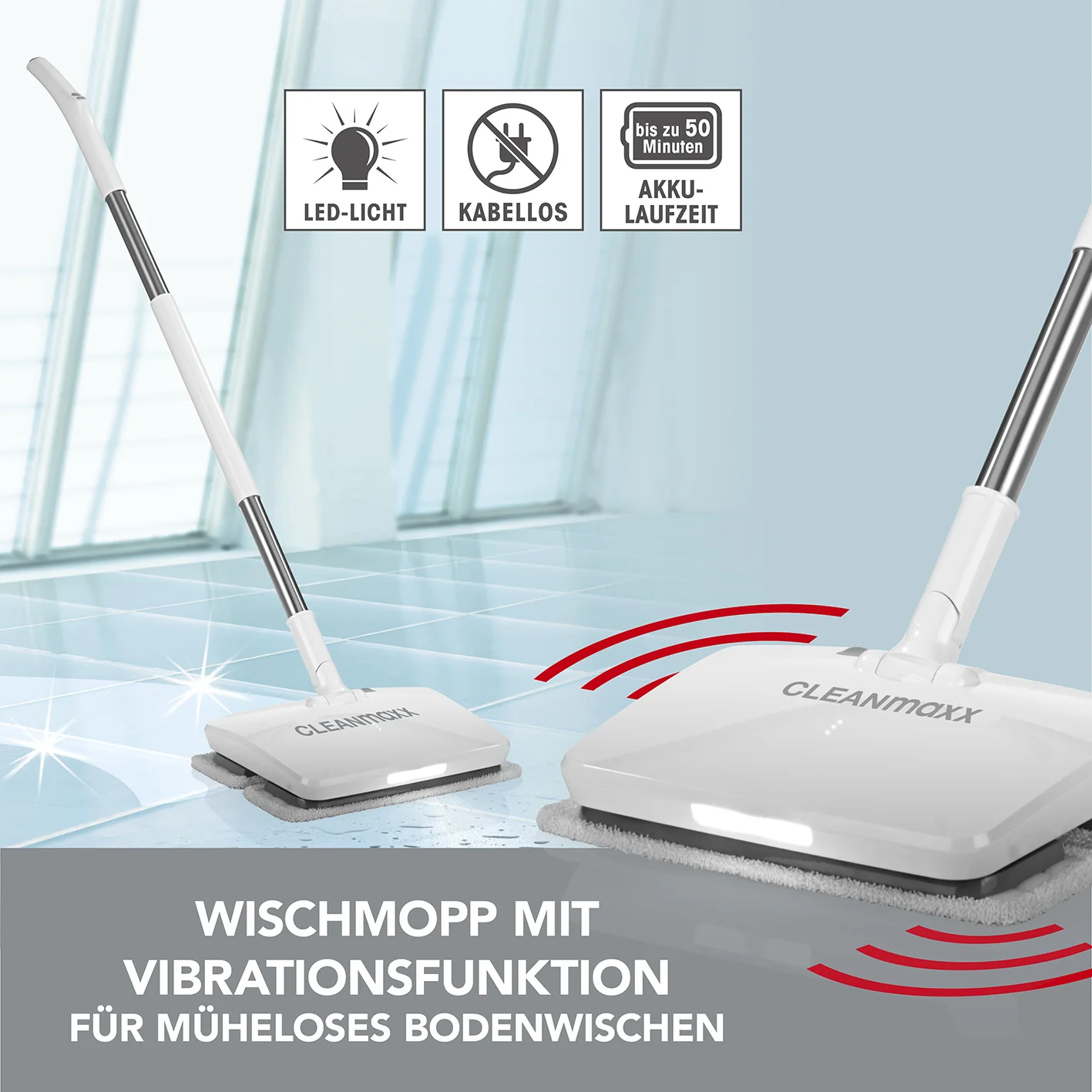 Akku-Vibrationsmopp - Weiß - Image 2
