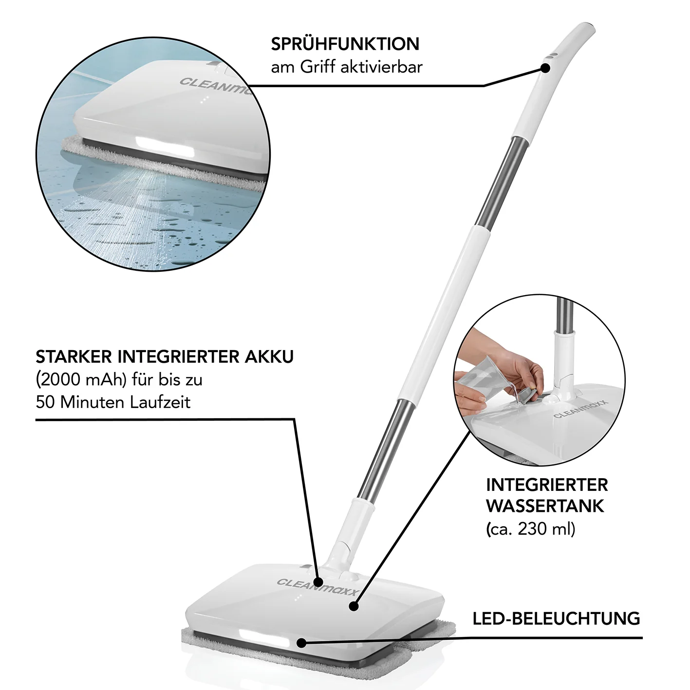 Akku-Vibrationsmopp - Weiß - Image 4