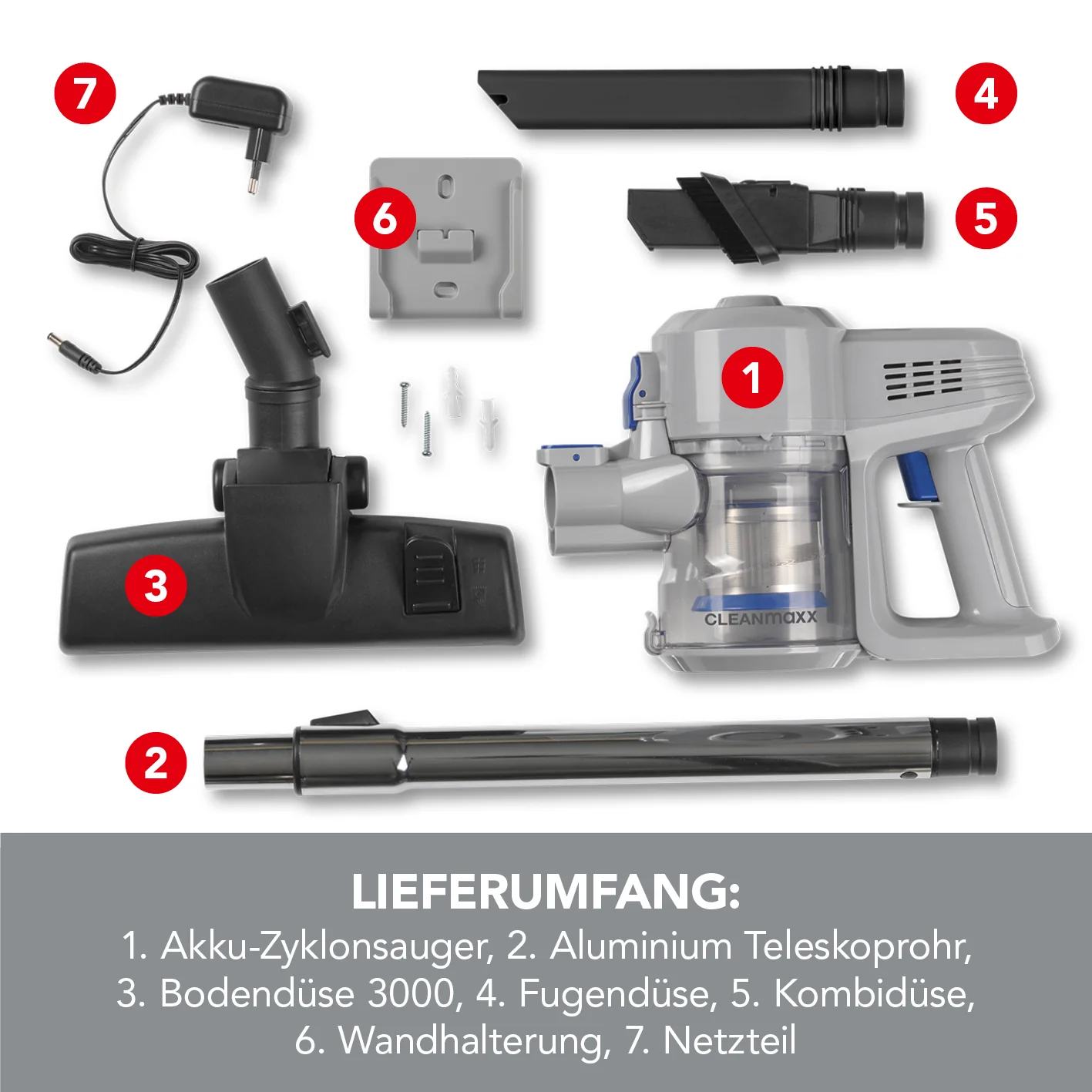 Akku-Zyklon-Staubsauger - hellgrau/blau - Image 5